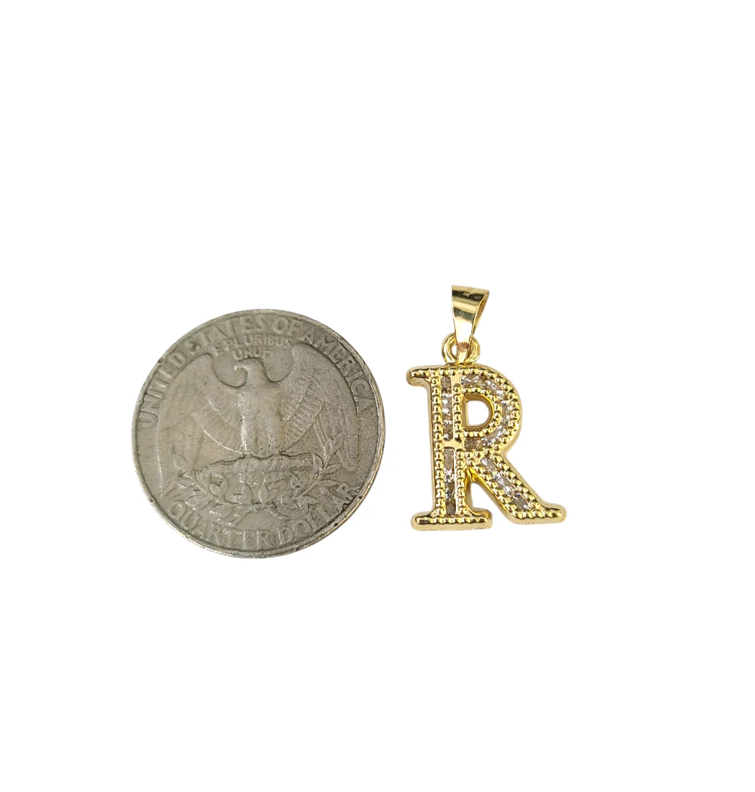 10K Yellow Gold R Initial Charm Pendant Alphabet Real 10kt Men Women - Image 5