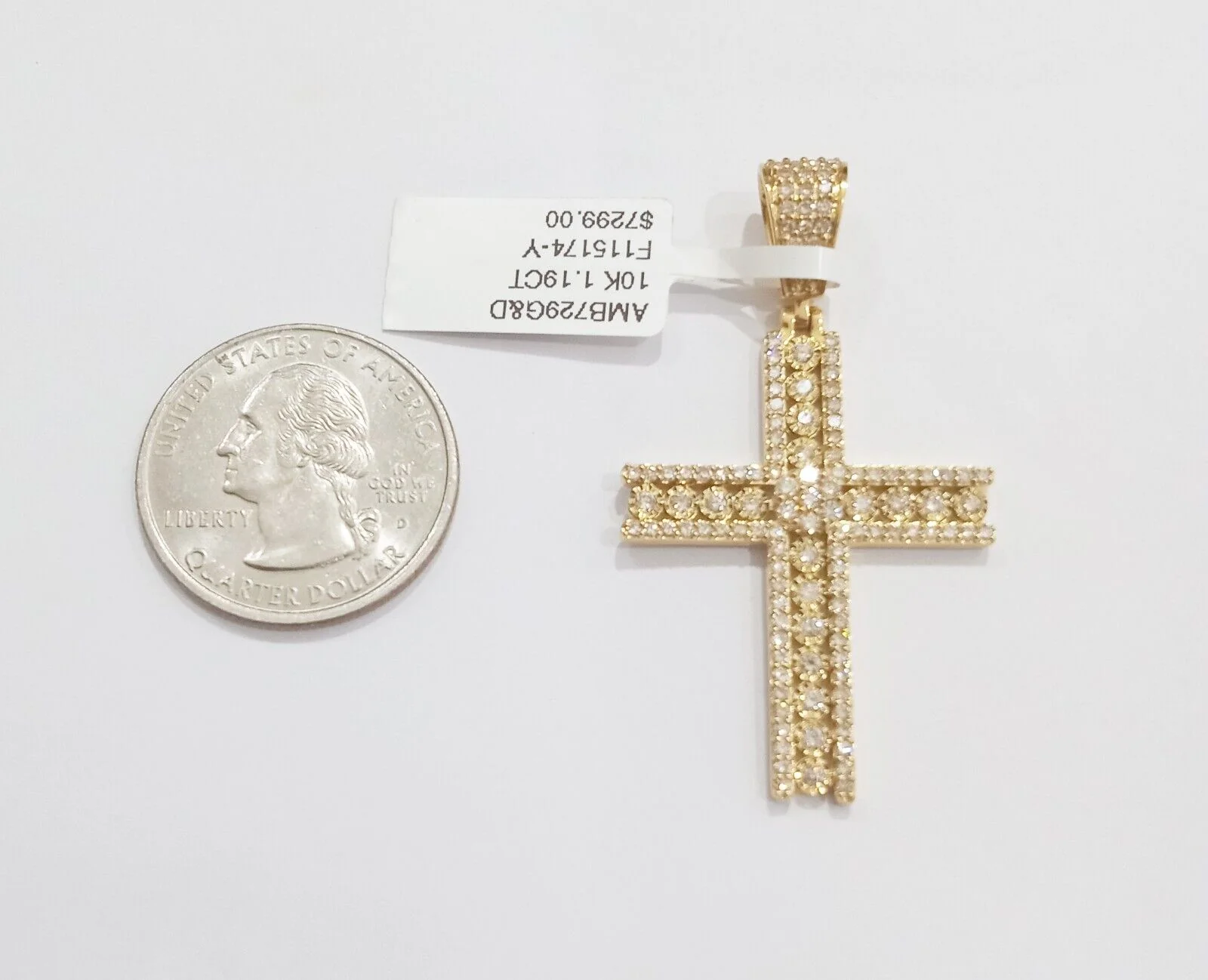 10k Yellow Gold Real Diamond Cross Charm Pendant 10kt gold - Image 4