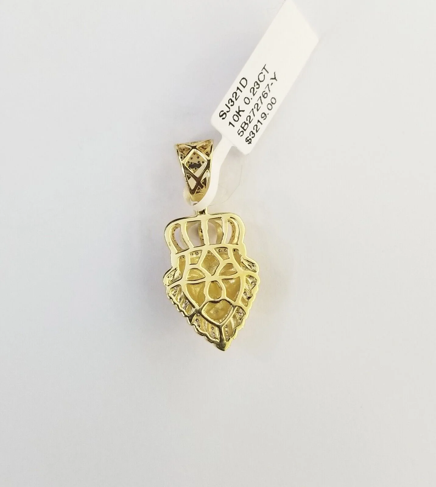 10k Yellow Gold Real Diamond Lion Head Charm Pendant - Image 7