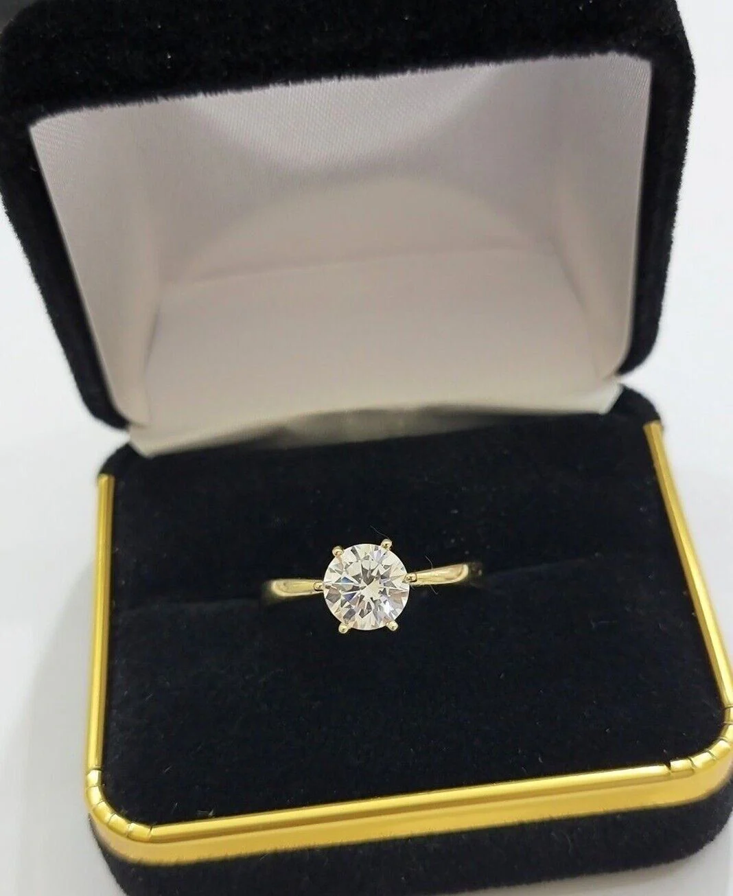 10k Yellow Gold Ring Ladies Solitaire Engagement Wedding Band REAL Ring Sizes 6,7,8,9,10,11 & 12 - Image 2