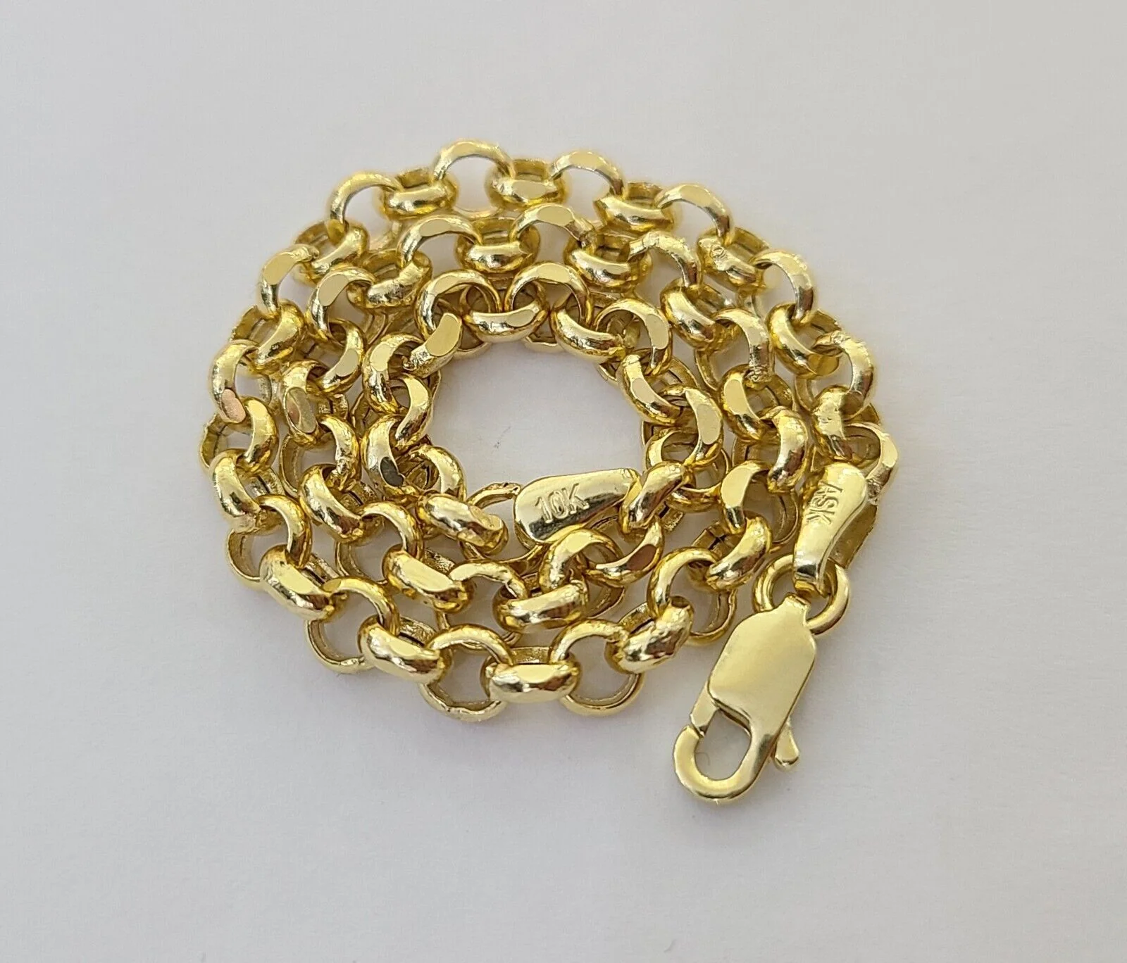 10k Yellow Gold Rolo Chain Bracelet 8 Inch 5mm Link Necklace Chain 22" Inch - Image 8