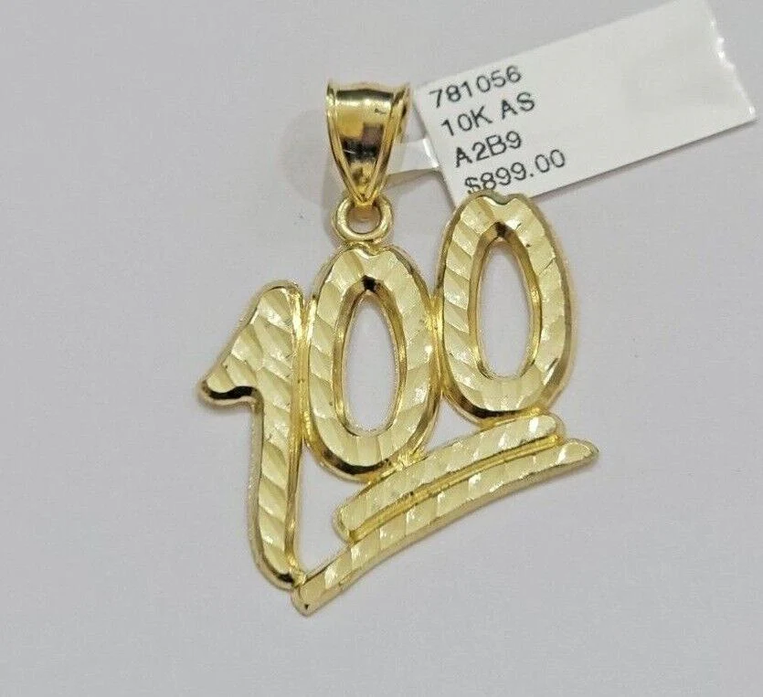 10k Yellow Gold Rope Chain 100 Charm Pendant Set 18"-28 Inch 3mm Necklace REAL - Image 3