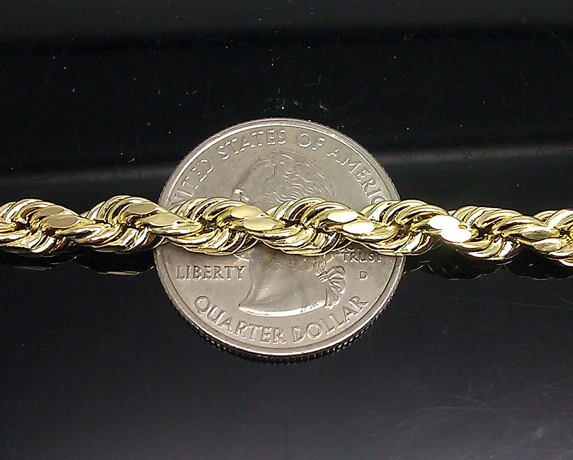 10k Yellow Gold Rope Chain 6mm 28" Necklace Real 10k Gold Men women Diamond Cut - Image 3