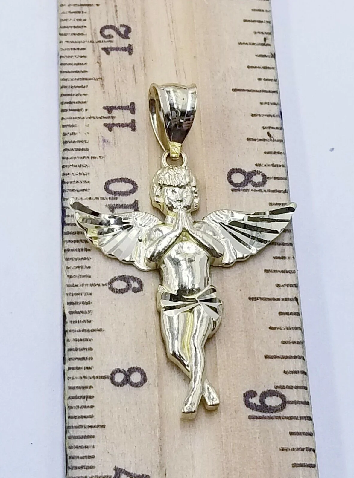 10k Yellow Gold Rope Chain, Angel Charm Pendant Necklace Set 18"- 28" Real 10kt - Image 6