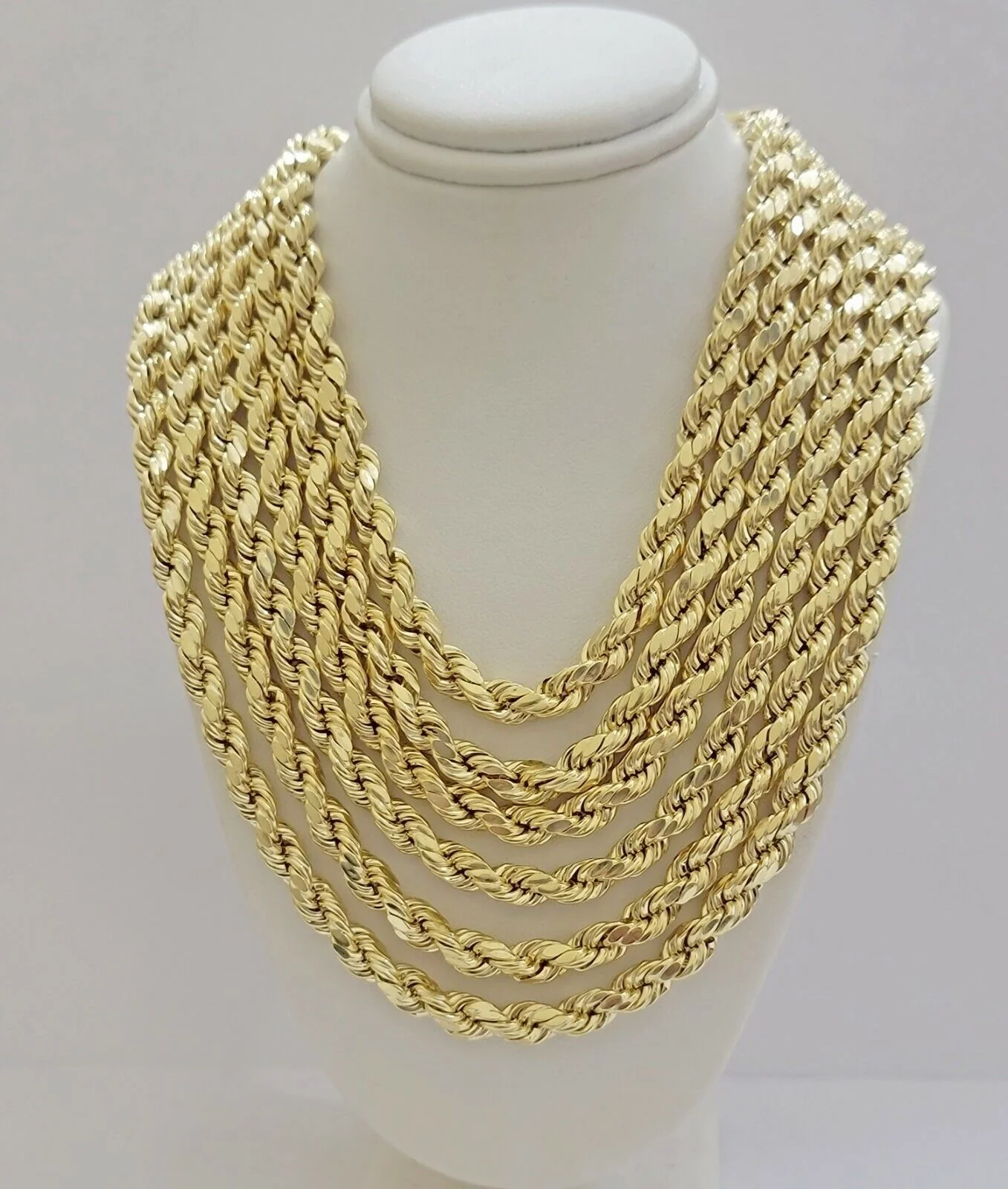 10k Yellow Gold Rope Chain Necklace 18"-30" Men Women 4mm-10mm Real Gold Hollow - Image 7