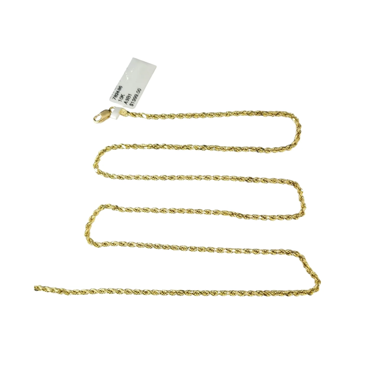 10K Yellow Gold Rope Chain Necklace 2mm 22 Inch REAL 10kt Diamond Cuts Womens - Image 6