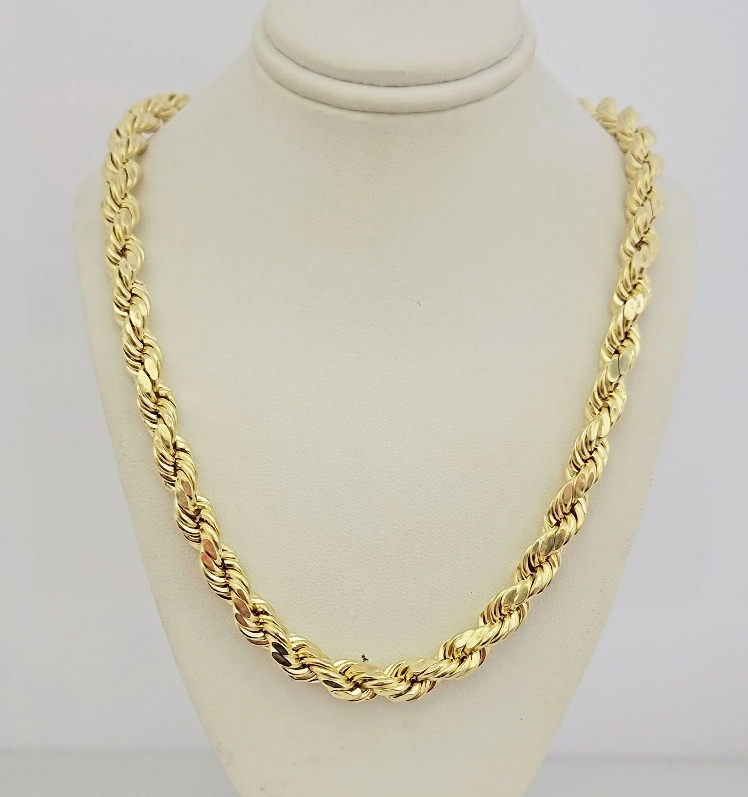 10K Yellow Gold Rope Chain Necklace 8mm 20" Choker REAL 10kt Diamond Cuts, Men's - Image 2