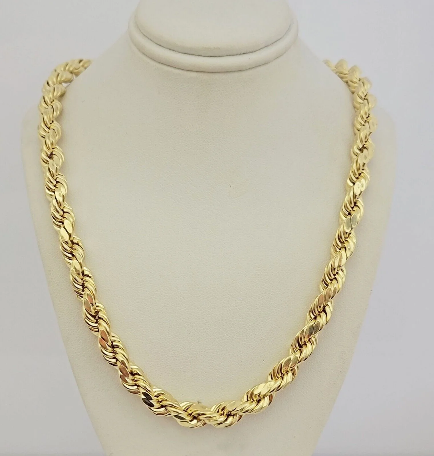 10K Yellow Gold Rope Chain Necklace 8mm 20" Choker REAL 10kt Diamond Cuts, Men's - Image 6