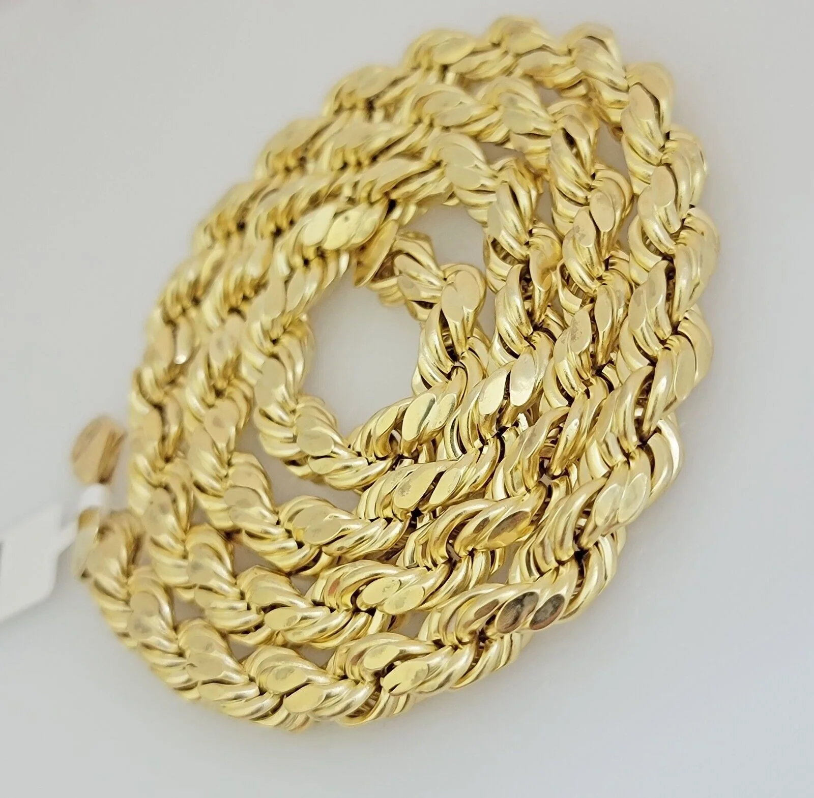 10K Yellow Gold Rope Chain Necklace 8mm 20" Choker REAL 10kt Diamond Cuts, Men's - Image 7