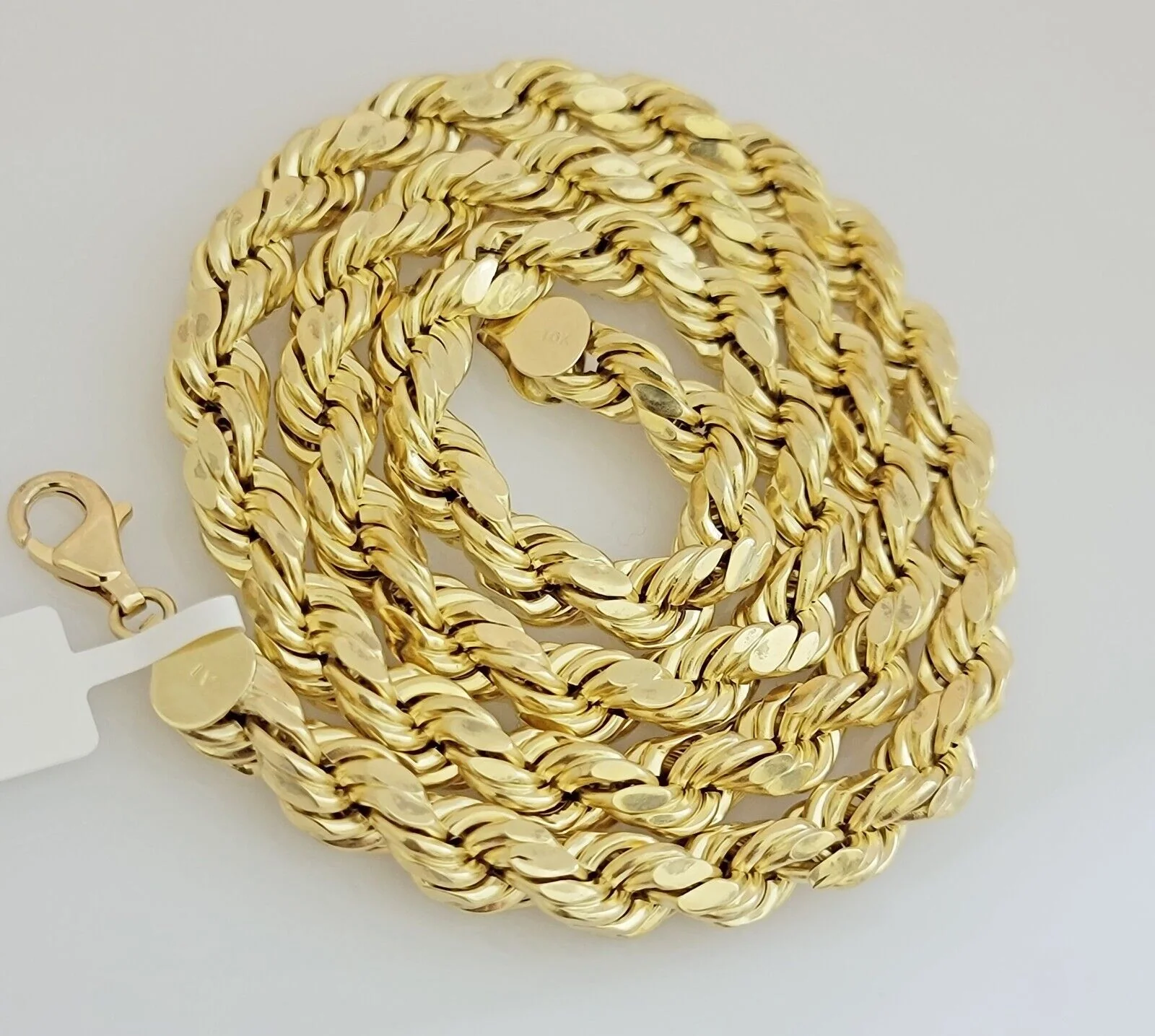 10K Yellow Gold Rope Chain Necklace 8mm 26" Choker REAL 10kt Diamond Cuts, Men's - Image 2