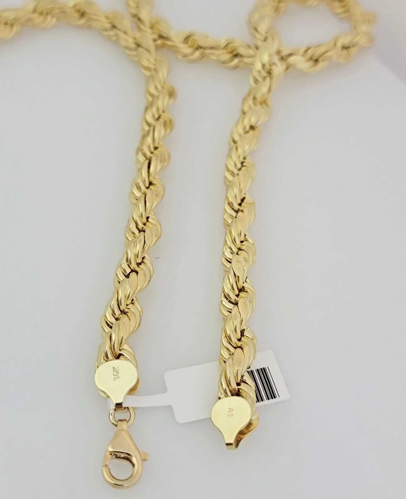 10K Yellow Gold Rope Chain Necklace 8mm 26" Choker REAL 10kt Diamond Cuts, Men's - Image 3