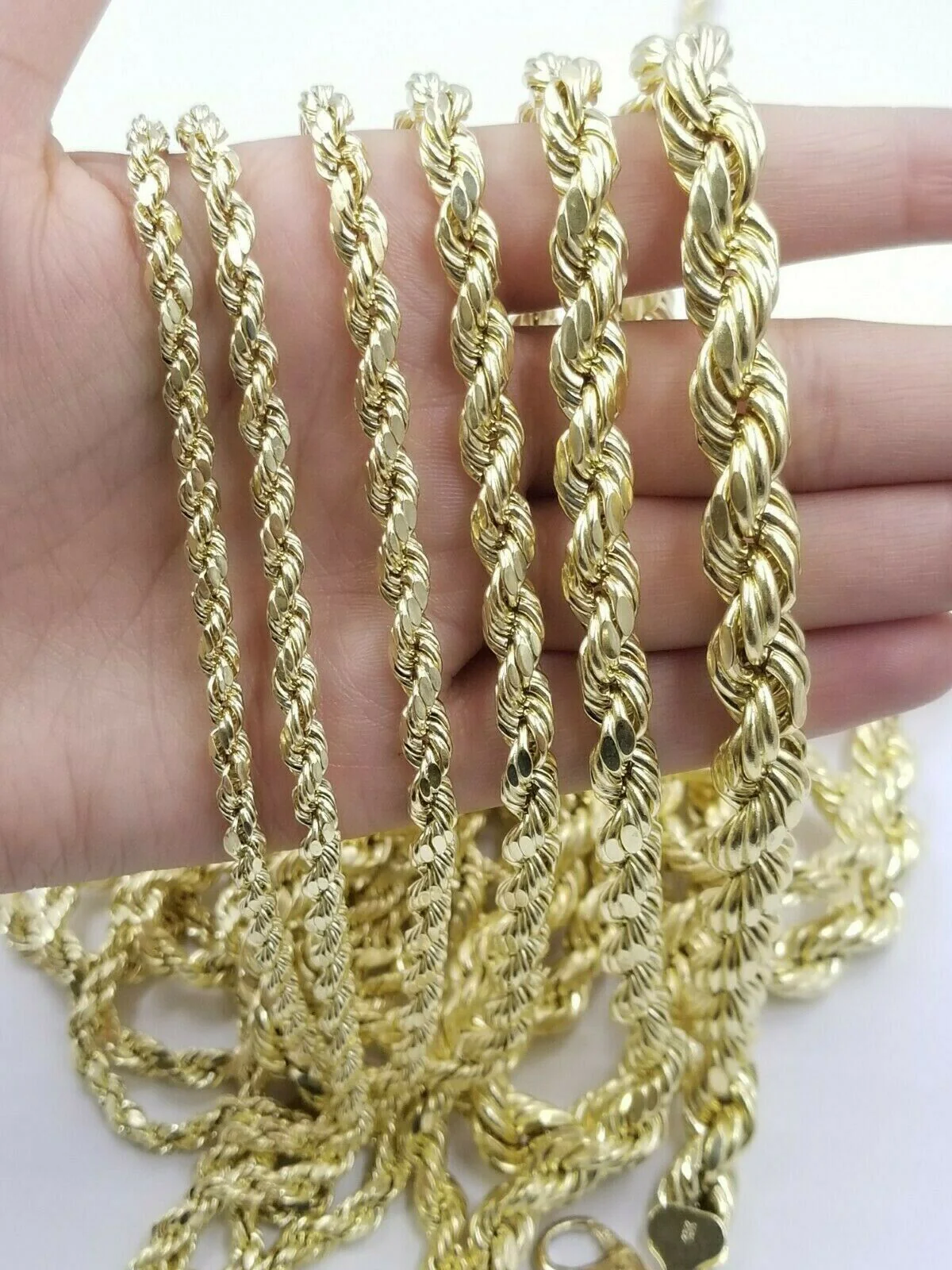 10k Yellow Gold Rope Chain Necklace Men Women 18"-30 Inch 2 3mm 4mm 5mm 6mm REAL