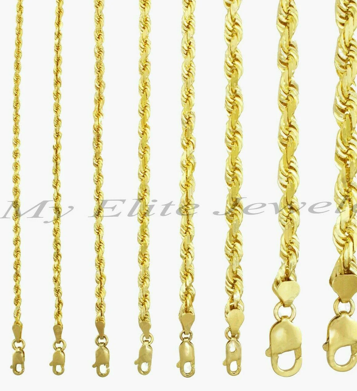 10k Yellow Gold Rope Chain Necklace Men Women 18"-30 Inch 2 3mm 4mm 5mm 6mm REAL - Image 2