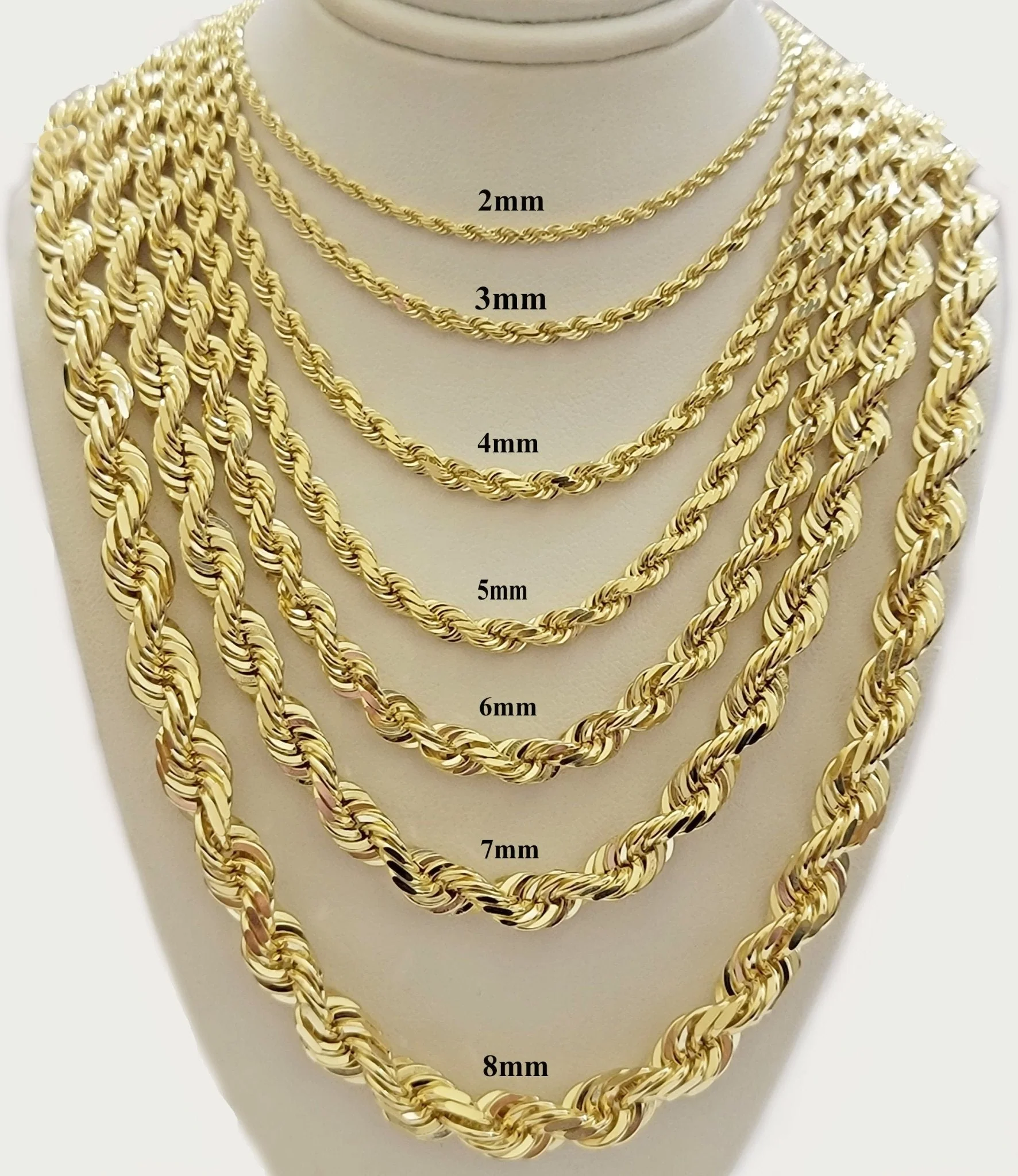 10k Yellow Gold Rope Chain Solid Necklace 6mm 18" Choker Length For Women Men - Image 5