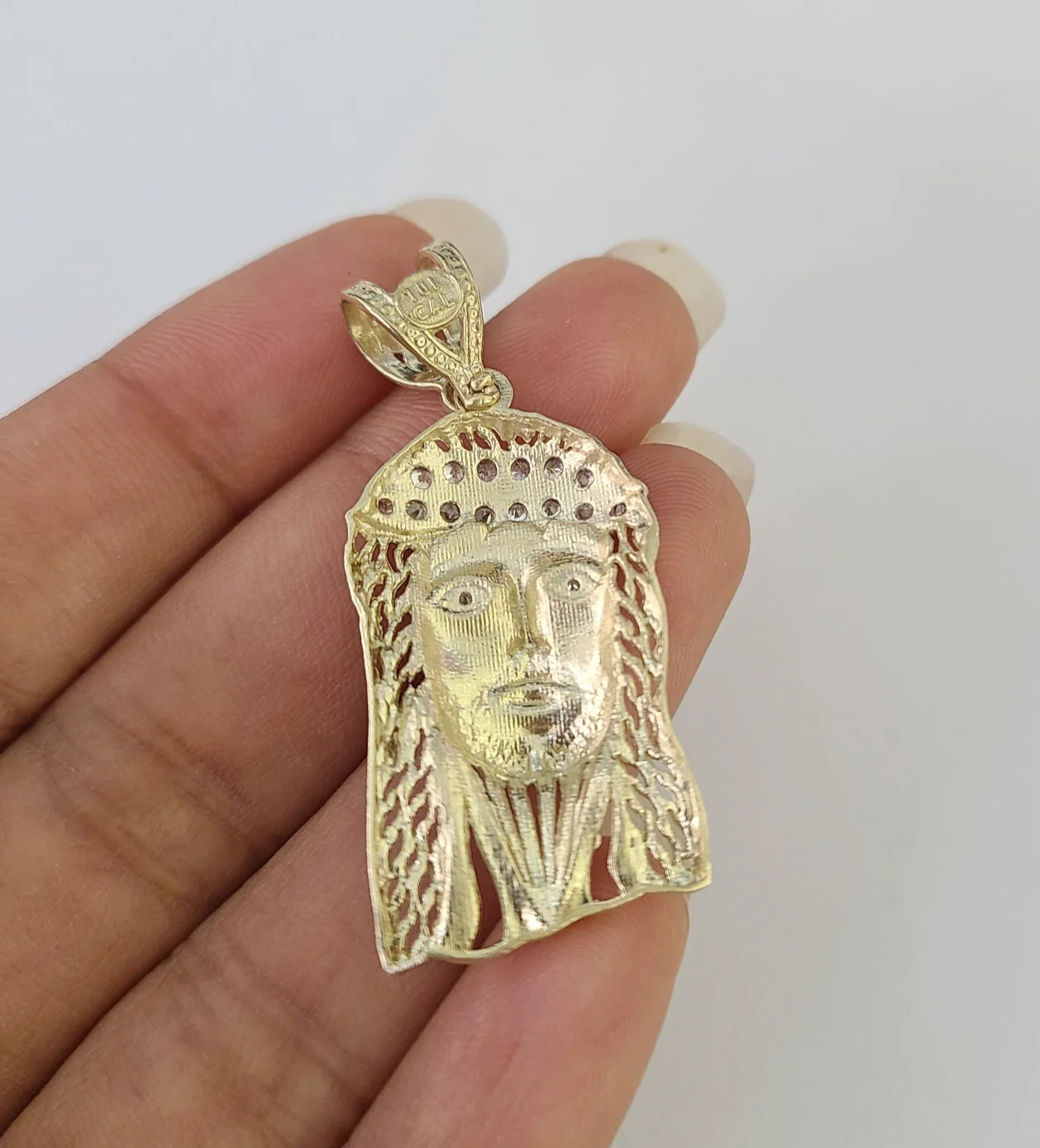 10kt Franco Chain Necklace Jesus Head Charm Pendant 3mm 18-28 Inches Yellow Gold - Image 6