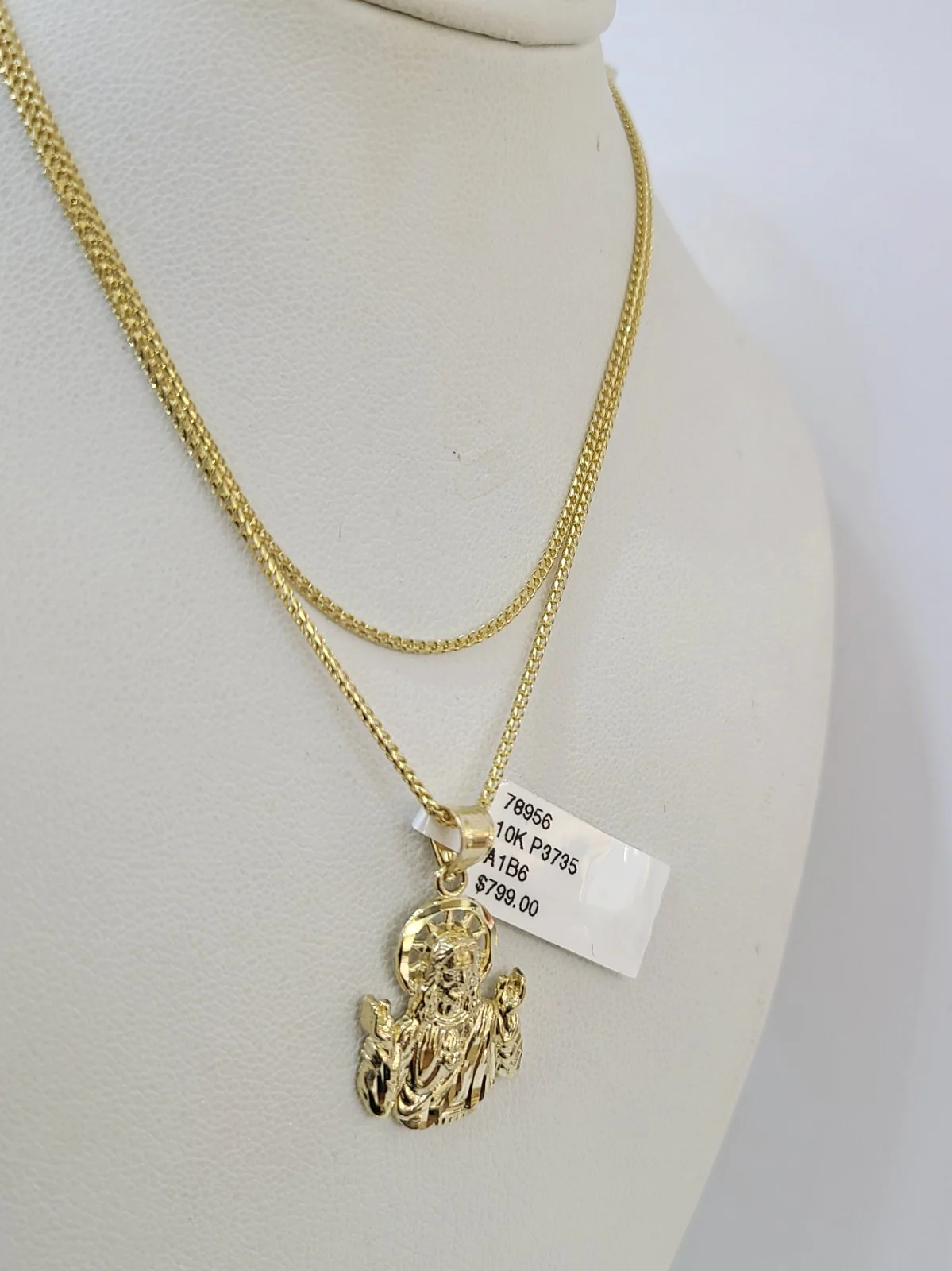10kt Franco Chain Necklace Whatever Jesus 1mm 16-22 Inches Ladies Gold - Image 2