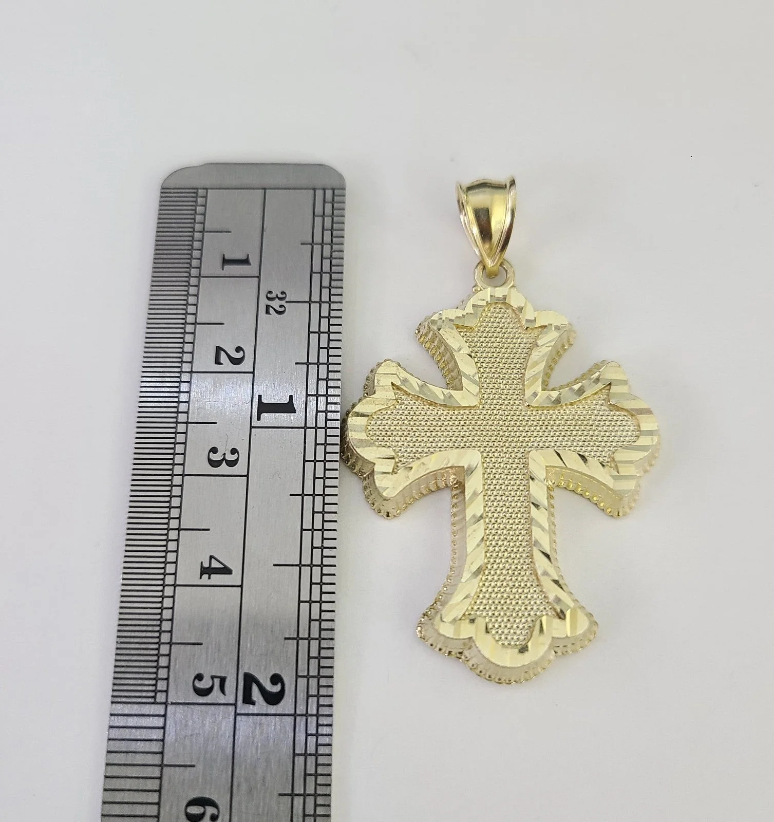 10kt Gold Jesus Roman Cross Charm Miami Cuban Chain Pendant 5mm 18"-28" Necklace - Image 3