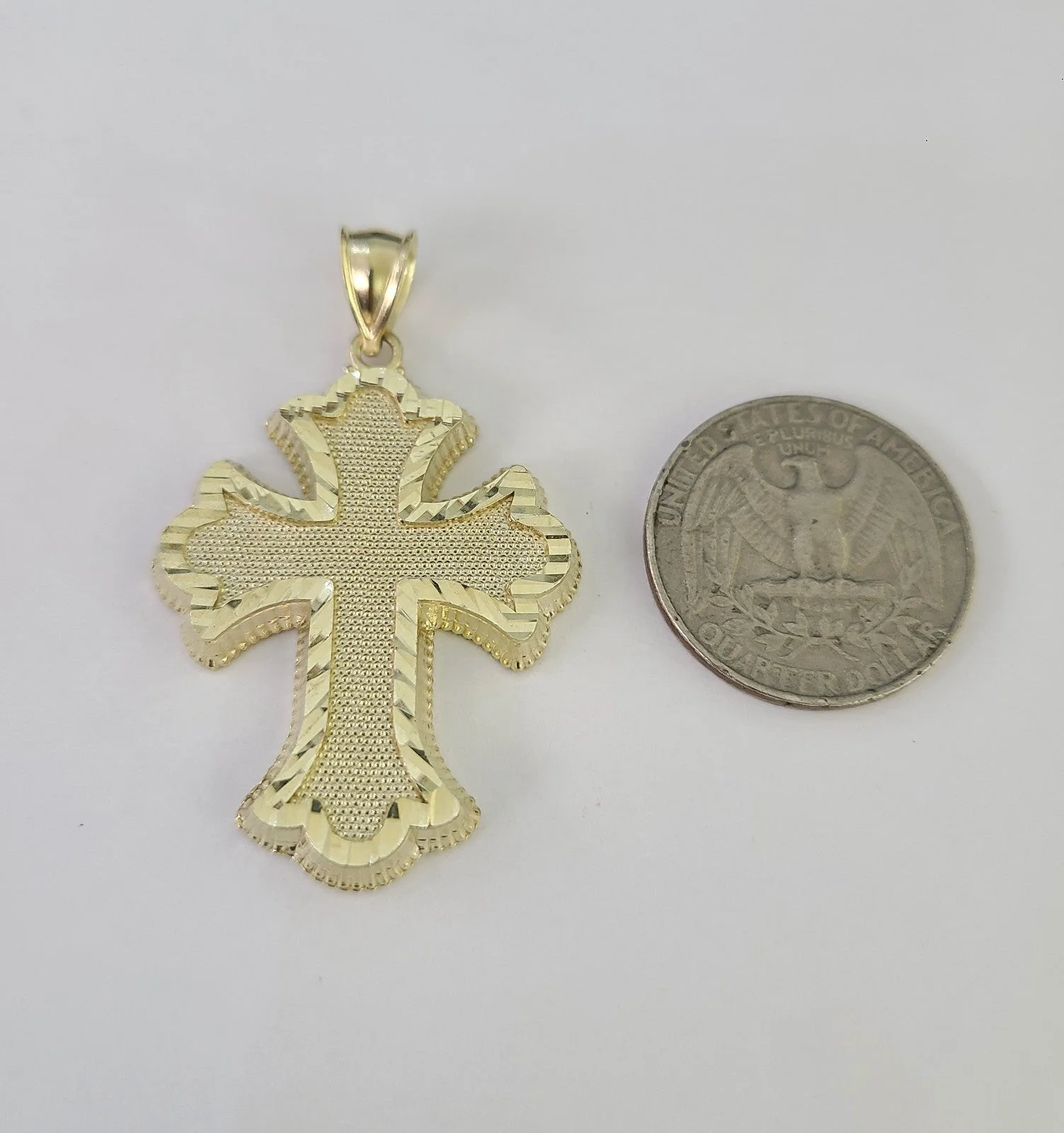 10kt Gold Jesus Roman Cross Charm Miami Cuban Chain Pendant 5mm 18"-28" Necklace - Image 5