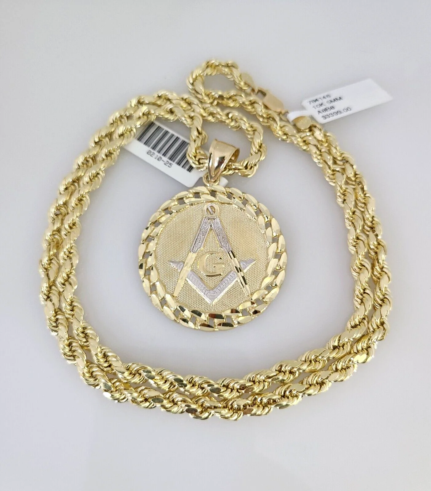10kt Gold Rope Chain Ankh Jesus Cross Charm Set 18"-30'' Inch 5mm Necklace