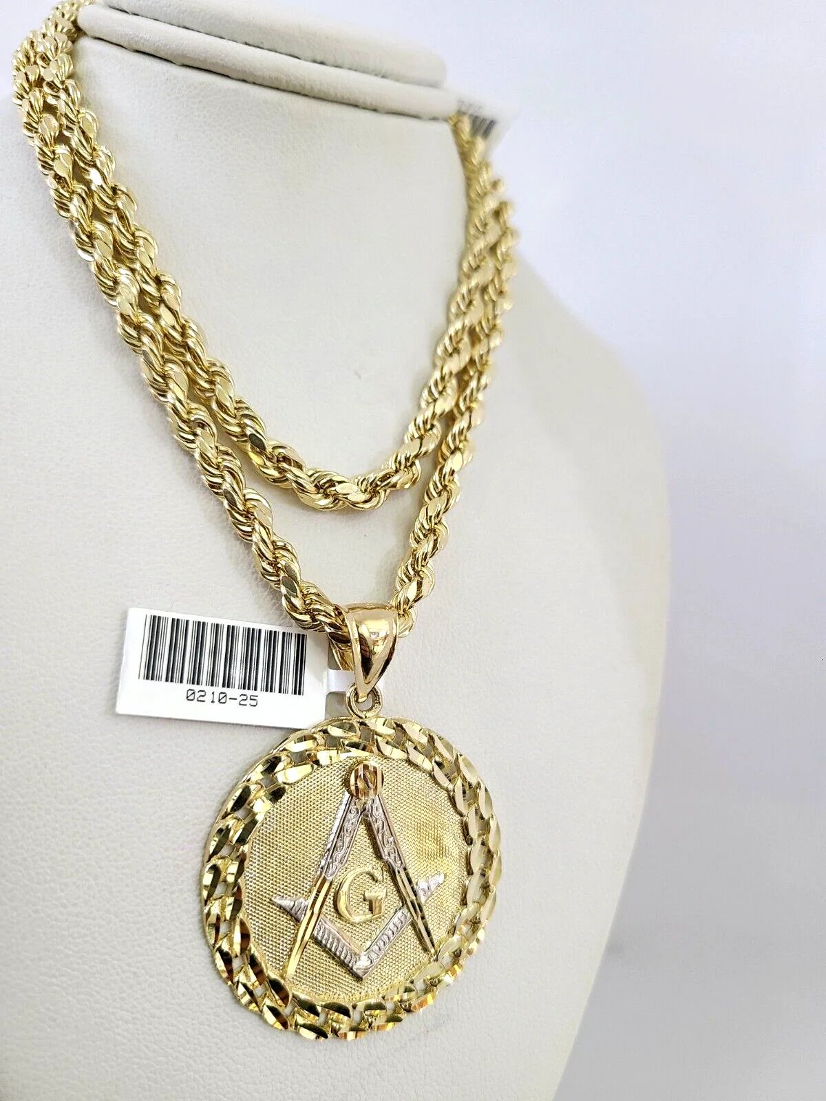 10kt Gold Rope Chain Ankh Jesus Cross Charm Set 18"-30'' Inch 5mm Necklace - Image 4