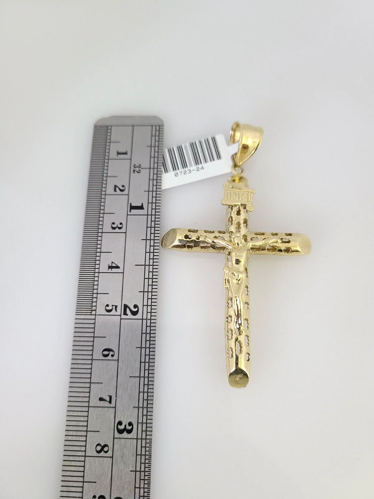 10kt Gold Rope Chain INRI Cross Charm Set 18"-30'' Inch 6mm Necklace Pendant - Image 5