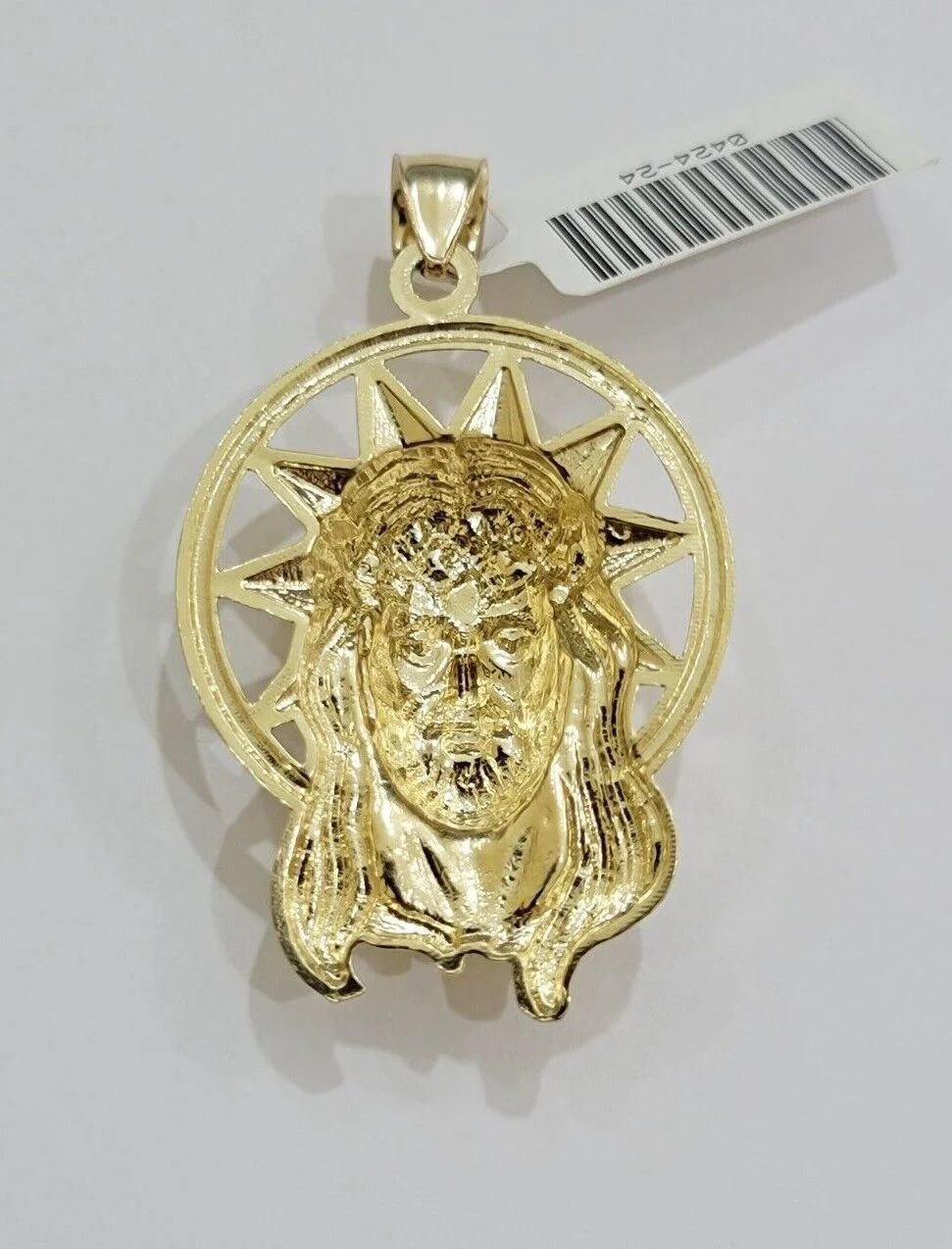 10kt Gold Rope Chain Jesus Head Charm Pendant Set 18-30'' Inch 5mm Necklace SALE - Image 10
