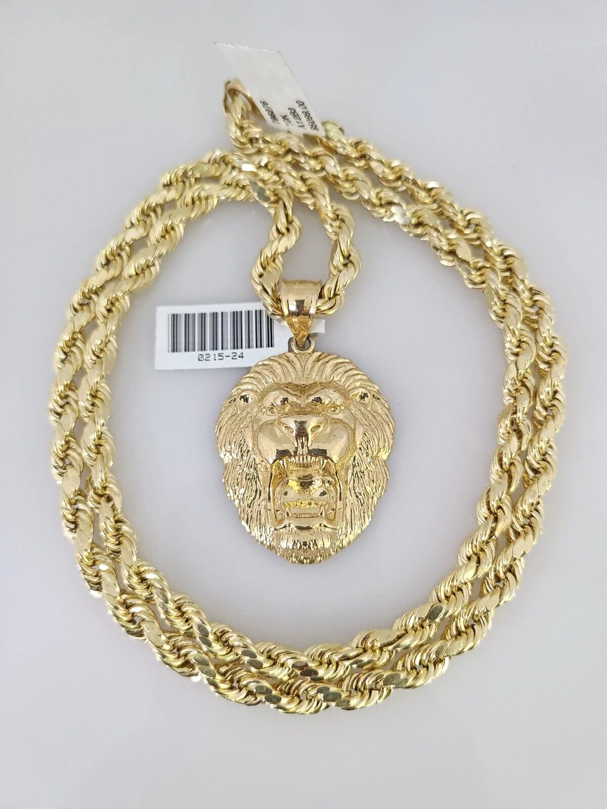 10kt Gold Rope Chain Roaring Lion Charm Set 18"-30'' Inch 6mm Necklace Pendant - Image 6