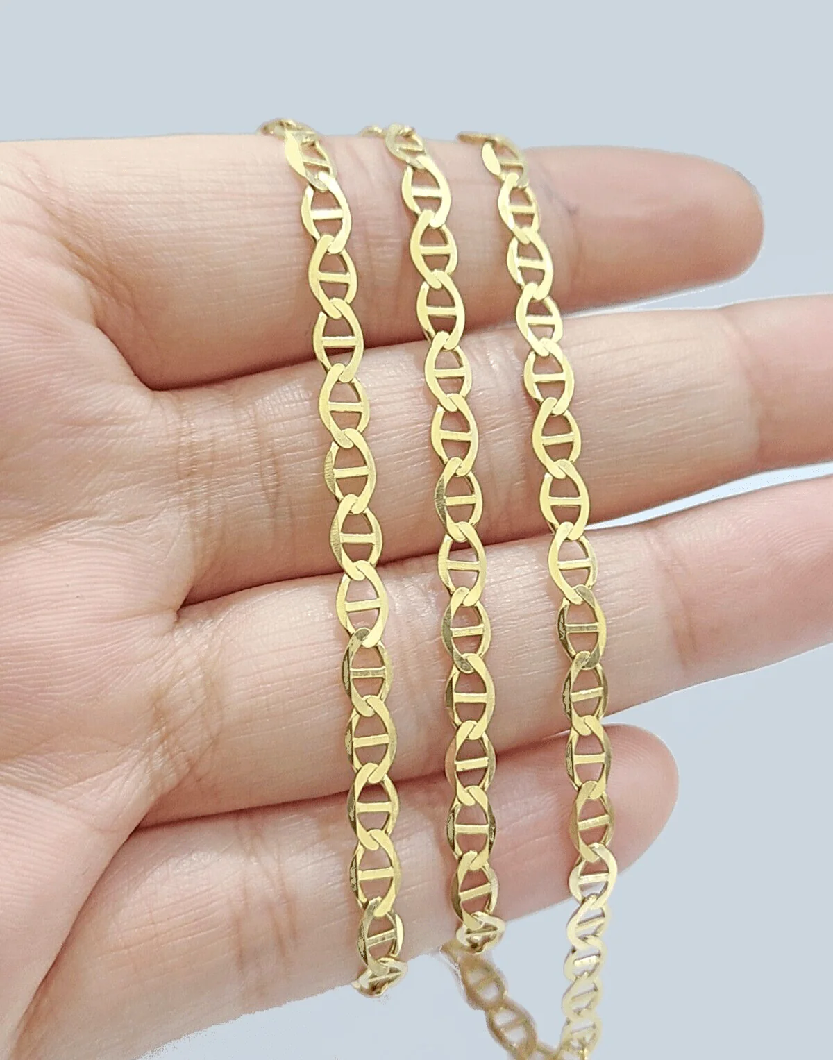 10kt Yellow Gold Anchor Mariner Link Chain Necklace 18Inch 4mm Lobster Lock Real