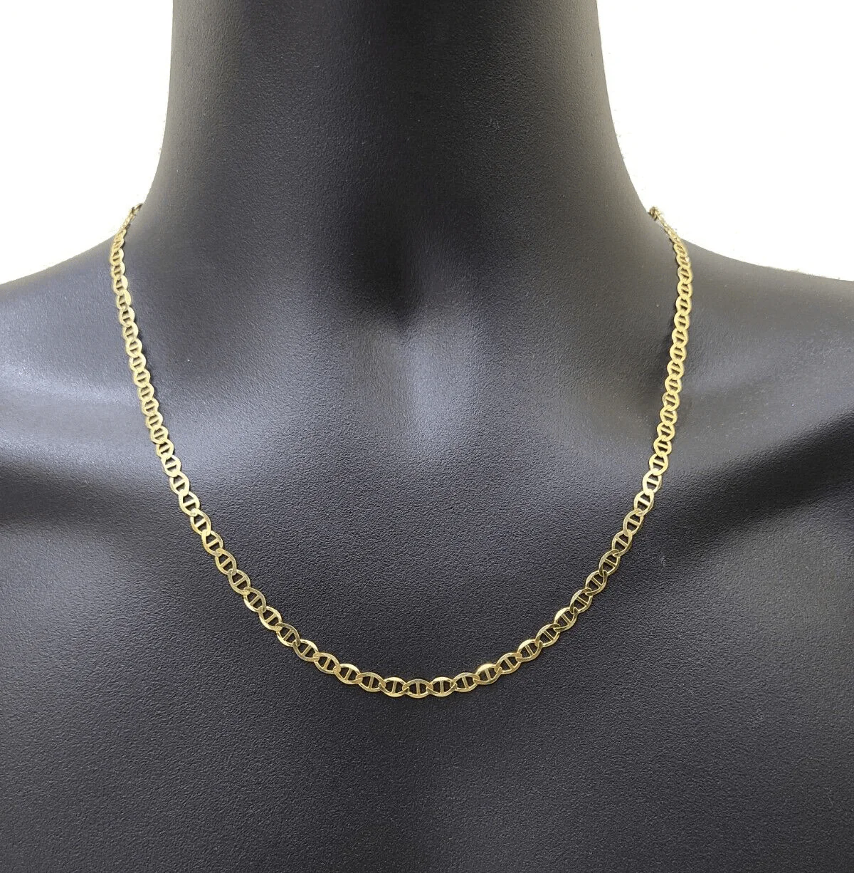 10kt Yellow Gold Anchor Mariner Link Chain Necklace 18Inch 4mm Lobster Lock Real - Image 2