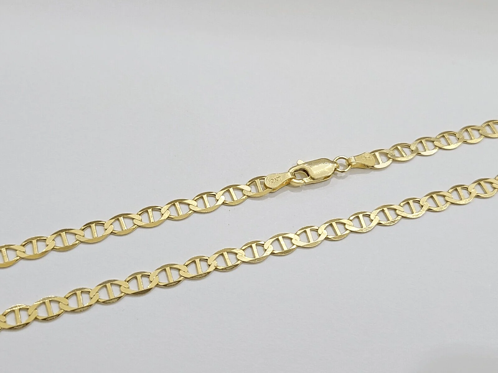 10kt Yellow Gold Anchor Mariner Link Chain Necklace 18Inch 4mm Lobster Lock Real - Image 4