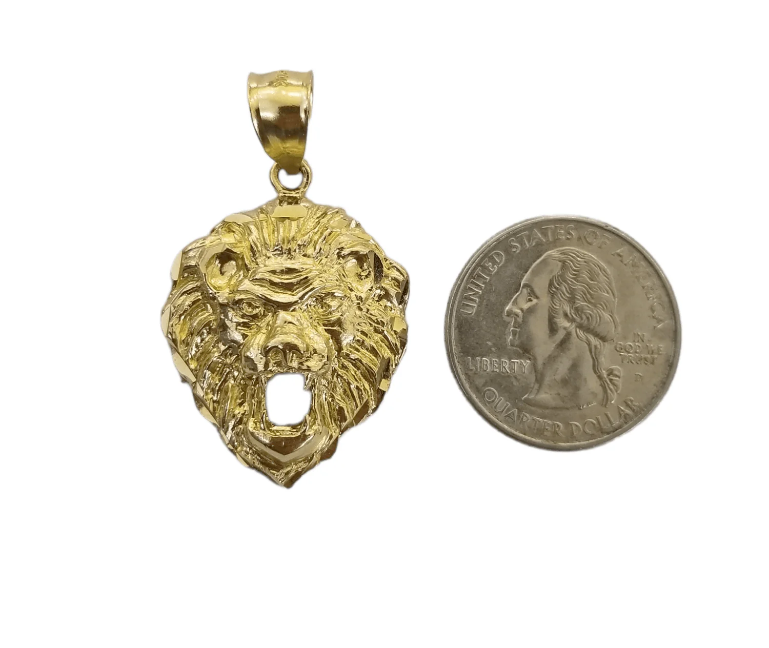 10kYellow Gold Lion Head Pendent 3mm 20" 22" 24" 26" 28" Inch Miami Cuban Chain - Image 5