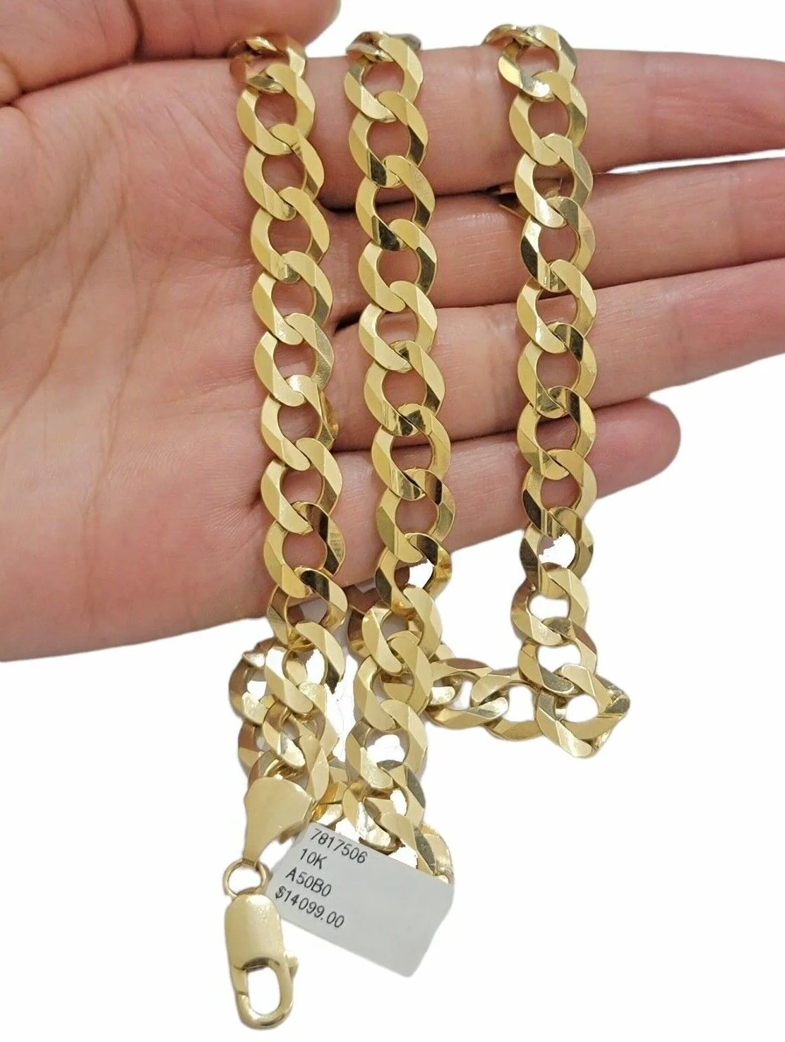 10mm 10k Gold Chain Cuban Curb Link Necklace 30 Inch Real SOLID 10k Yellow Gold - Image 4
