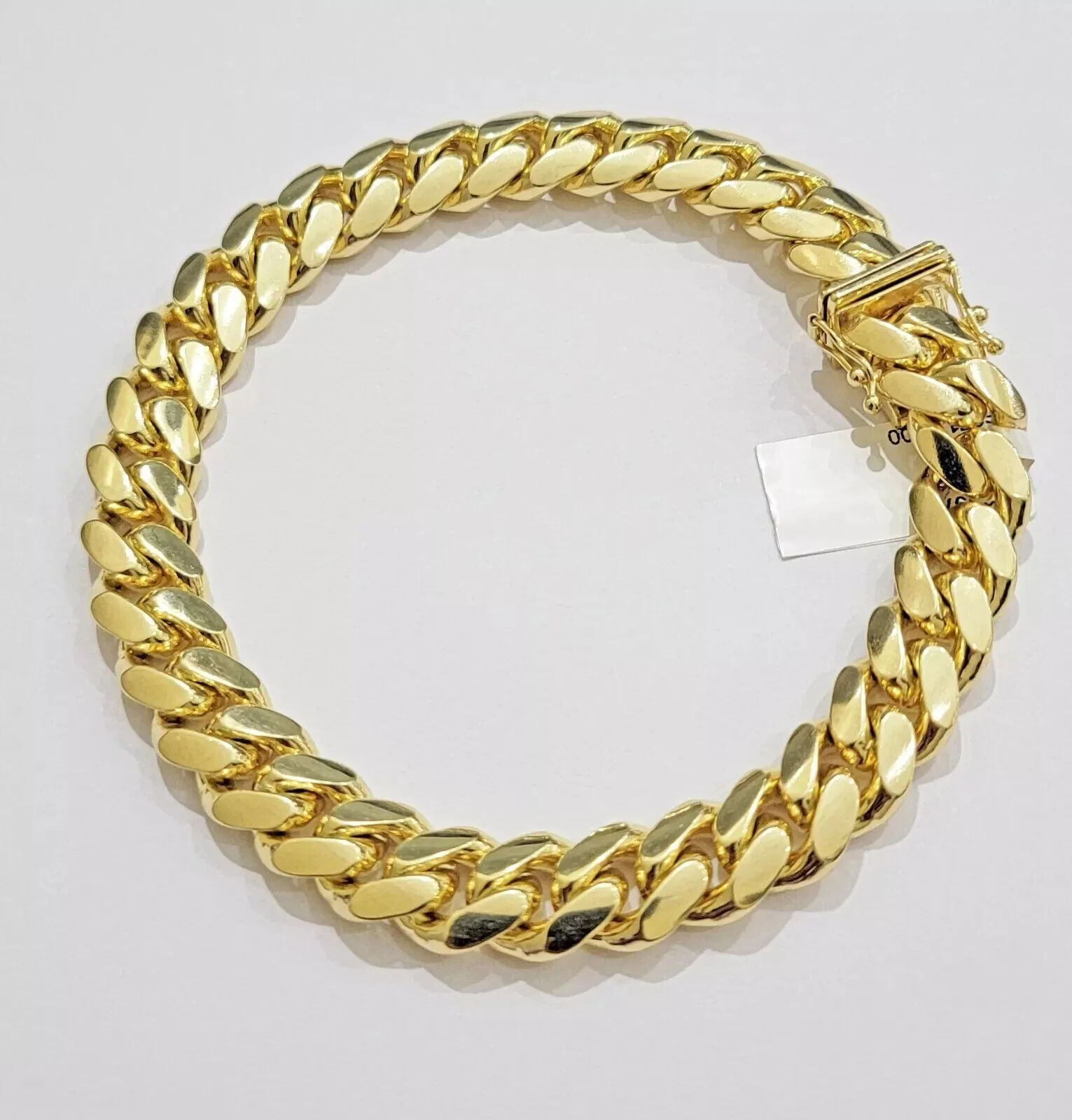 10mm Miami Cuban Link Bracelet 9 Inch Solid 14k Yellow Gold Box Lock REAL 14kt - Image 2
