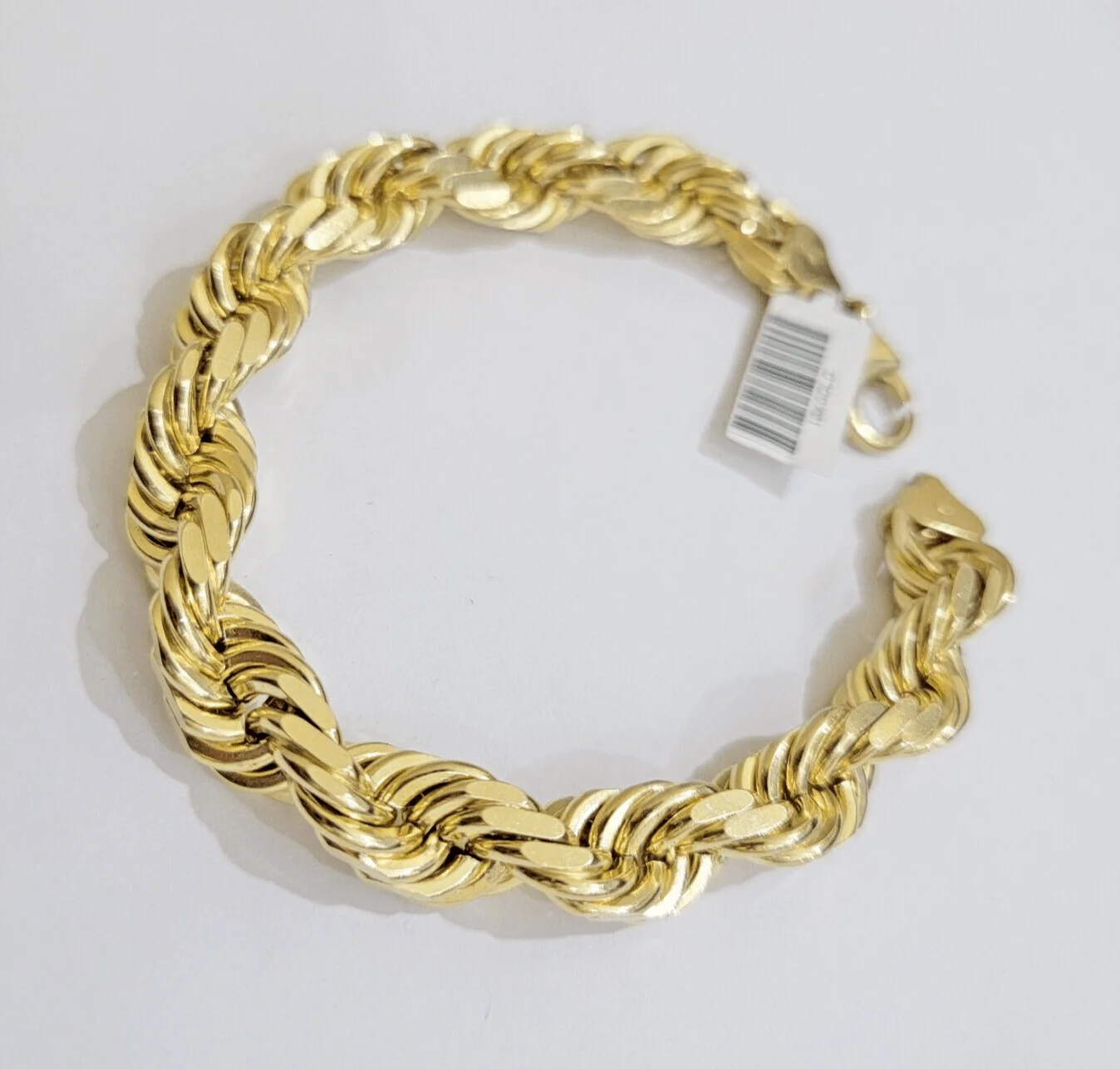 10mm Rope Bracelet 8 Inch Mens Solid 10k Yellow Gold With Diamond cuts REAL 10KT