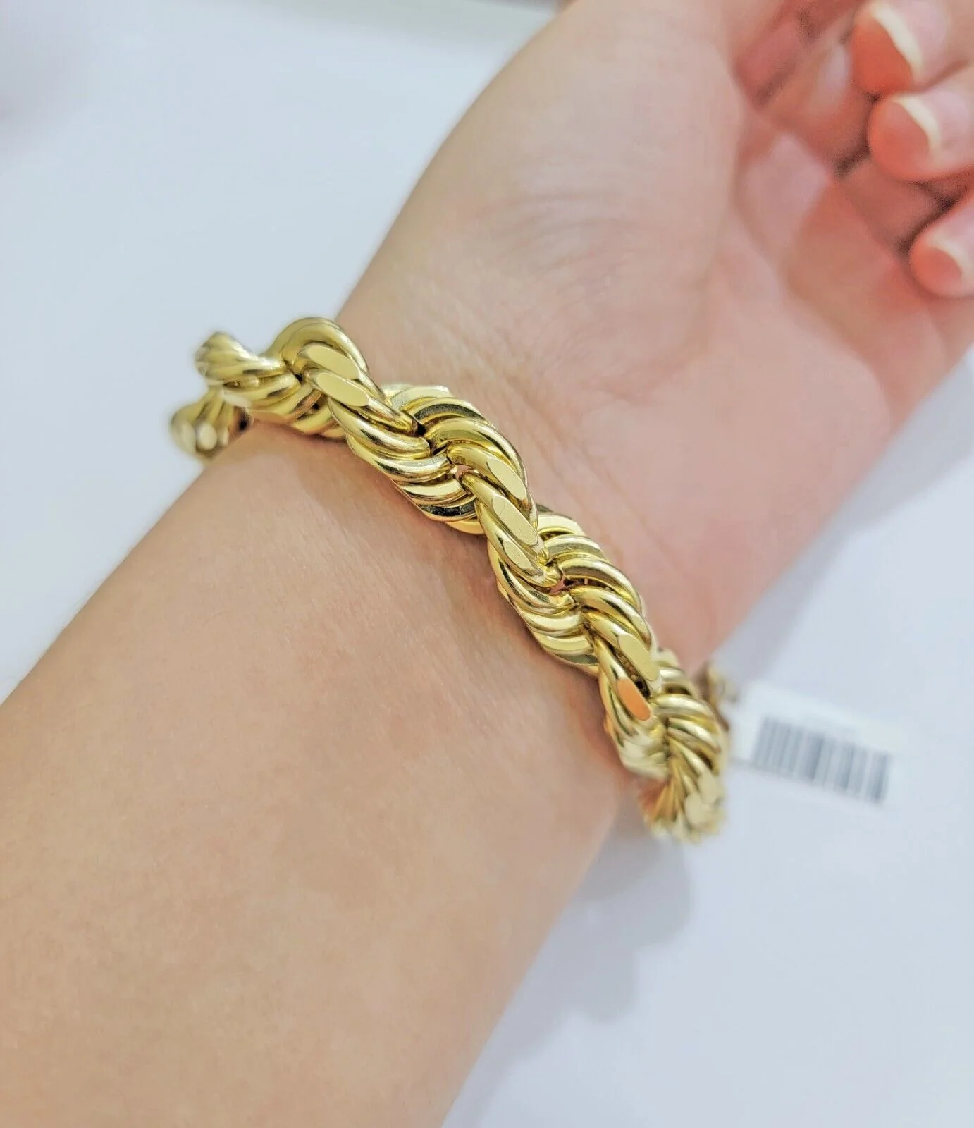 10mm Rope Bracelet 8 Inch Mens Solid 10k Yellow Gold With Diamond cuts REAL 10KT - Image 5