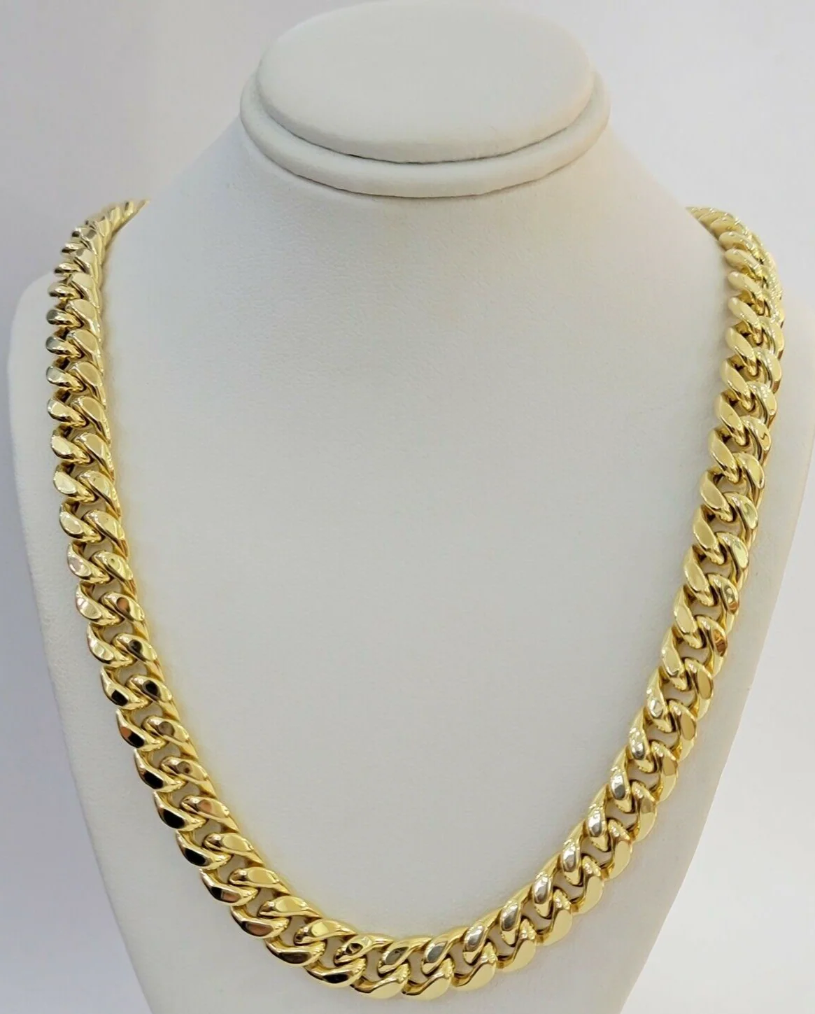 11mm 10k Yellow Gold Chain Necklace Miami Cuban Link 22" Inch Box lock REAL 10K