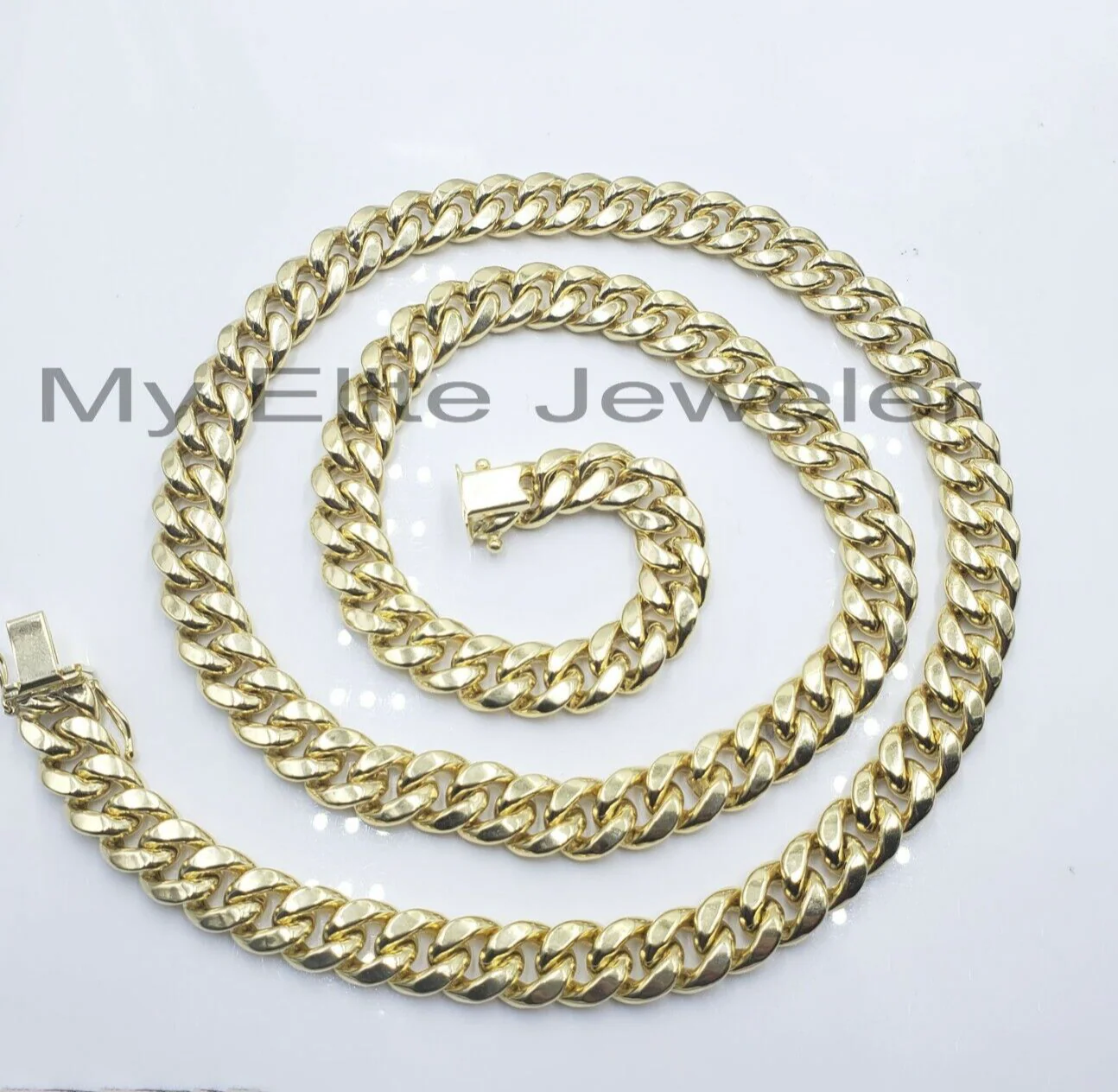 11mm 10k Yellow Gold Chain Necklace Miami Cuban Link 22" Inch Box lock REAL 10K - Image 6