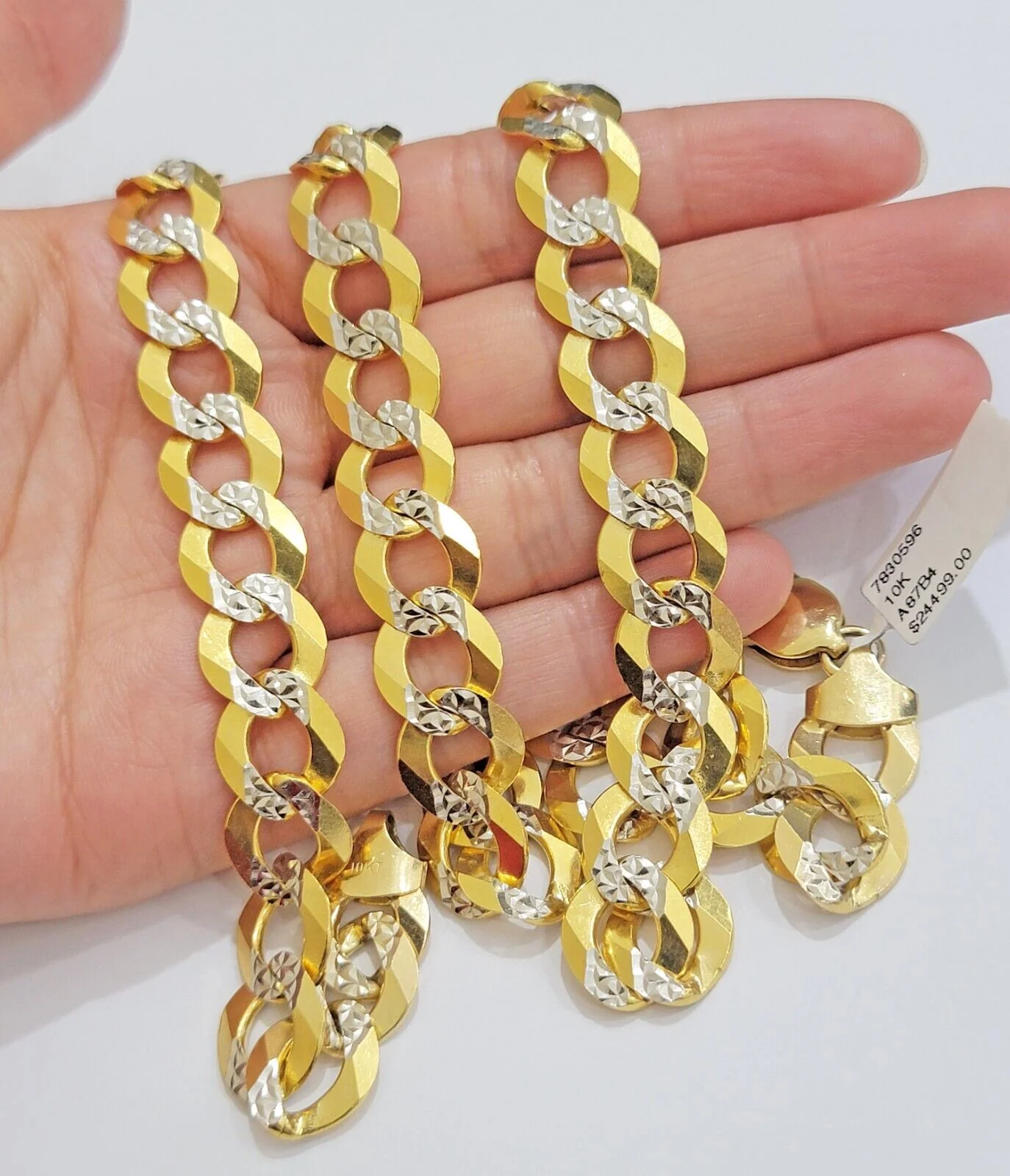 12.5mm Mens Necklace Cuban Curb Link 30" Diamond Cut 10k Yellow Gold Chain SOLID - Image 3