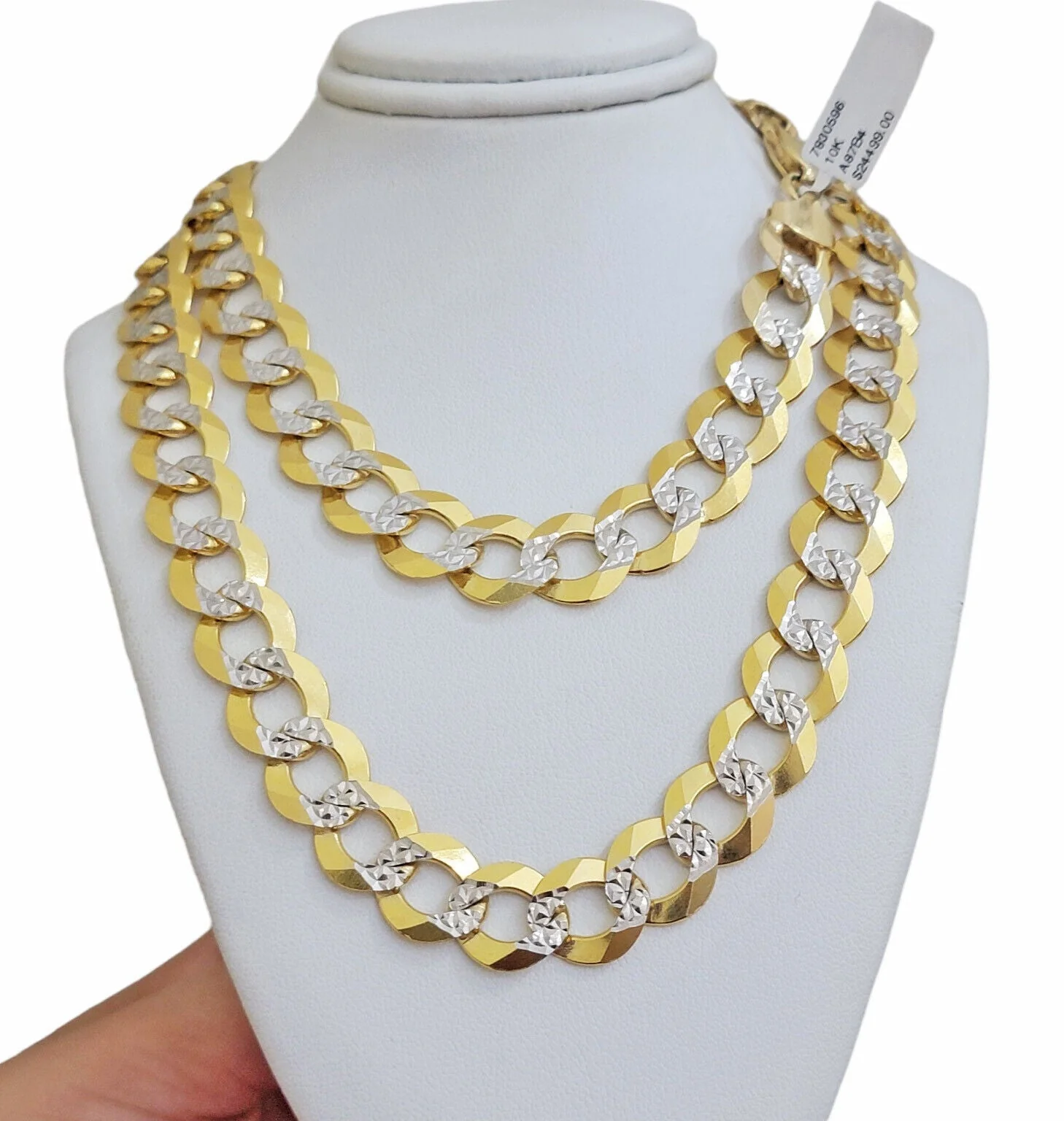 12.5mm Real Gold Men Necklace Cuban Link 20"-30" Diamond Cut 10k Yellow G. Chain - Image 5