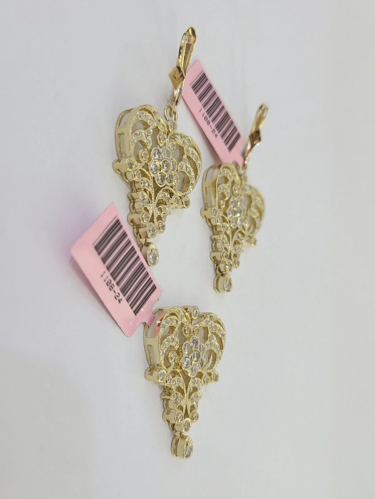 14k Chandelier Earrings Pendant Charm SET Yellow Gold Real Genuine 14Kt - Image 6