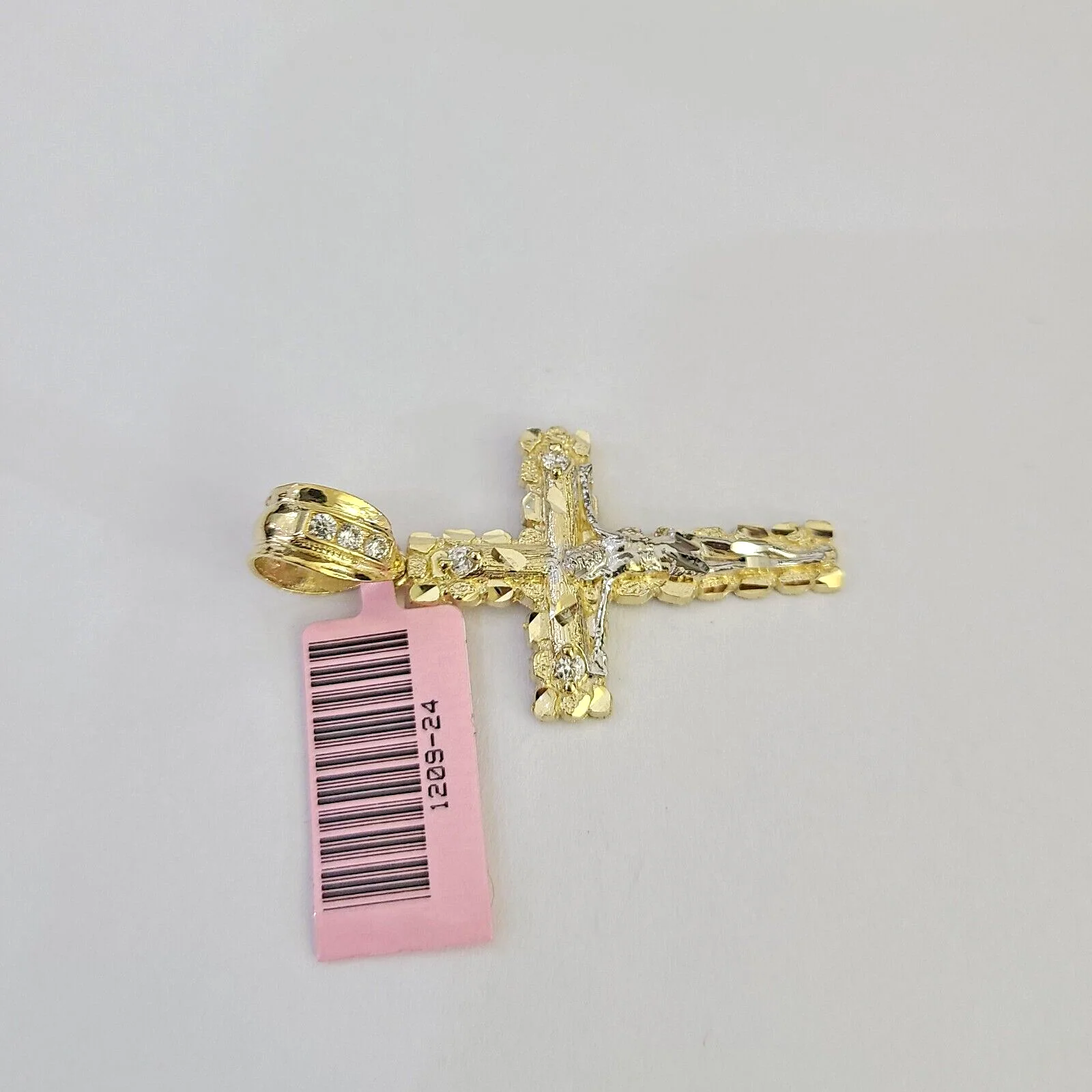 14k Cross Nugget Pendant Jesus Crucifix  14kt Charm REAL Yellow Gold Religious - Image 4