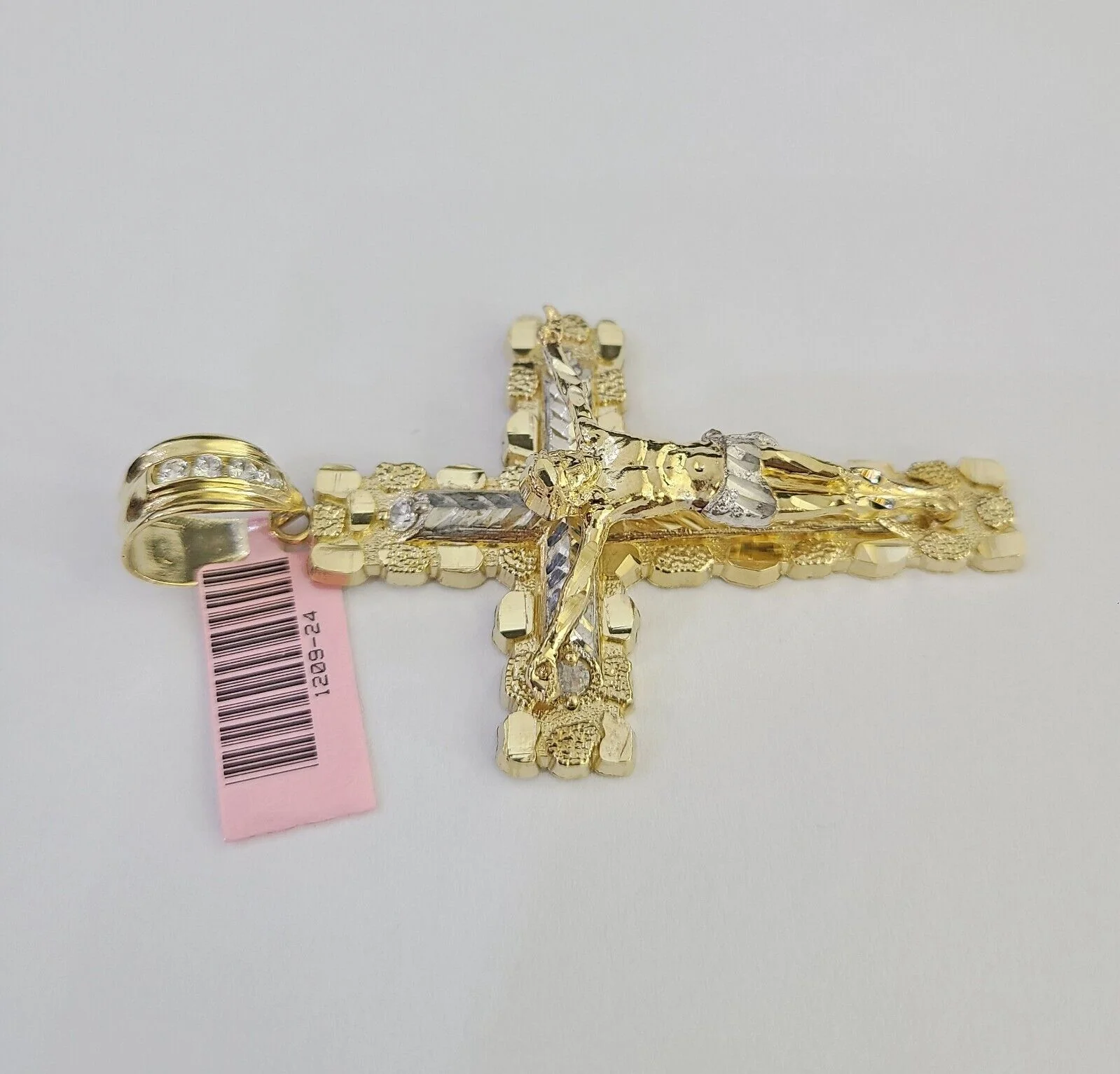 14k Cross Nugget Pendant Jesus Crucifix 14kt Charm REAL Yellow Gold Religious - Image 4