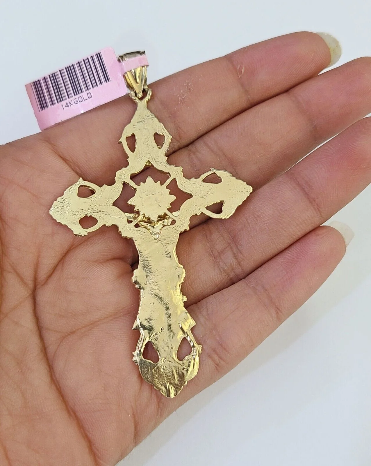 14K Franco Chain Jesus INRI Cross Pendant Charm Necklace 20"-26" 4mm Gold - Image 5