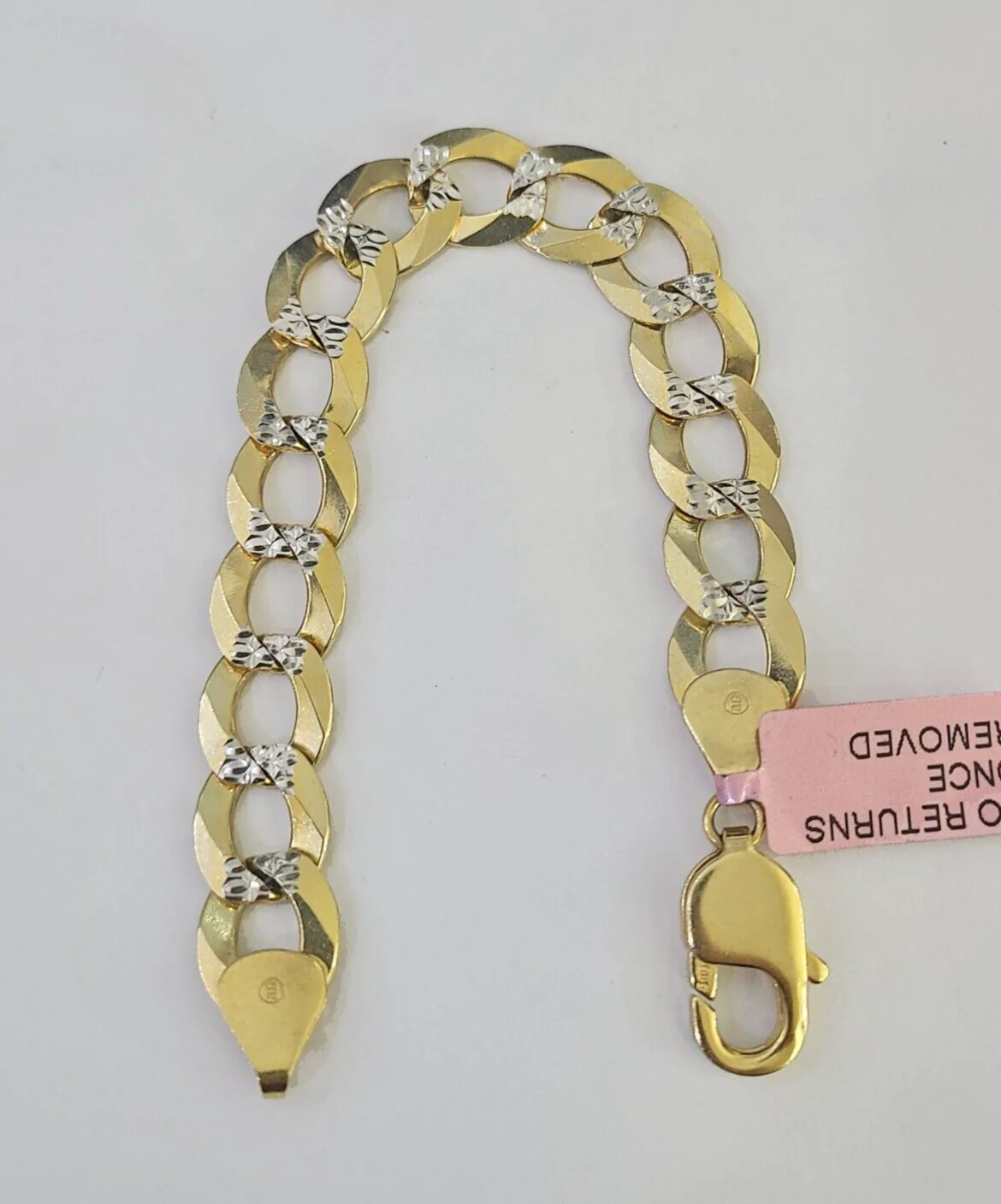 14K Gold Bracelet Cuban Curb Link Diamond Cut 11mm 7" Inch REAL Gold - Image 2
