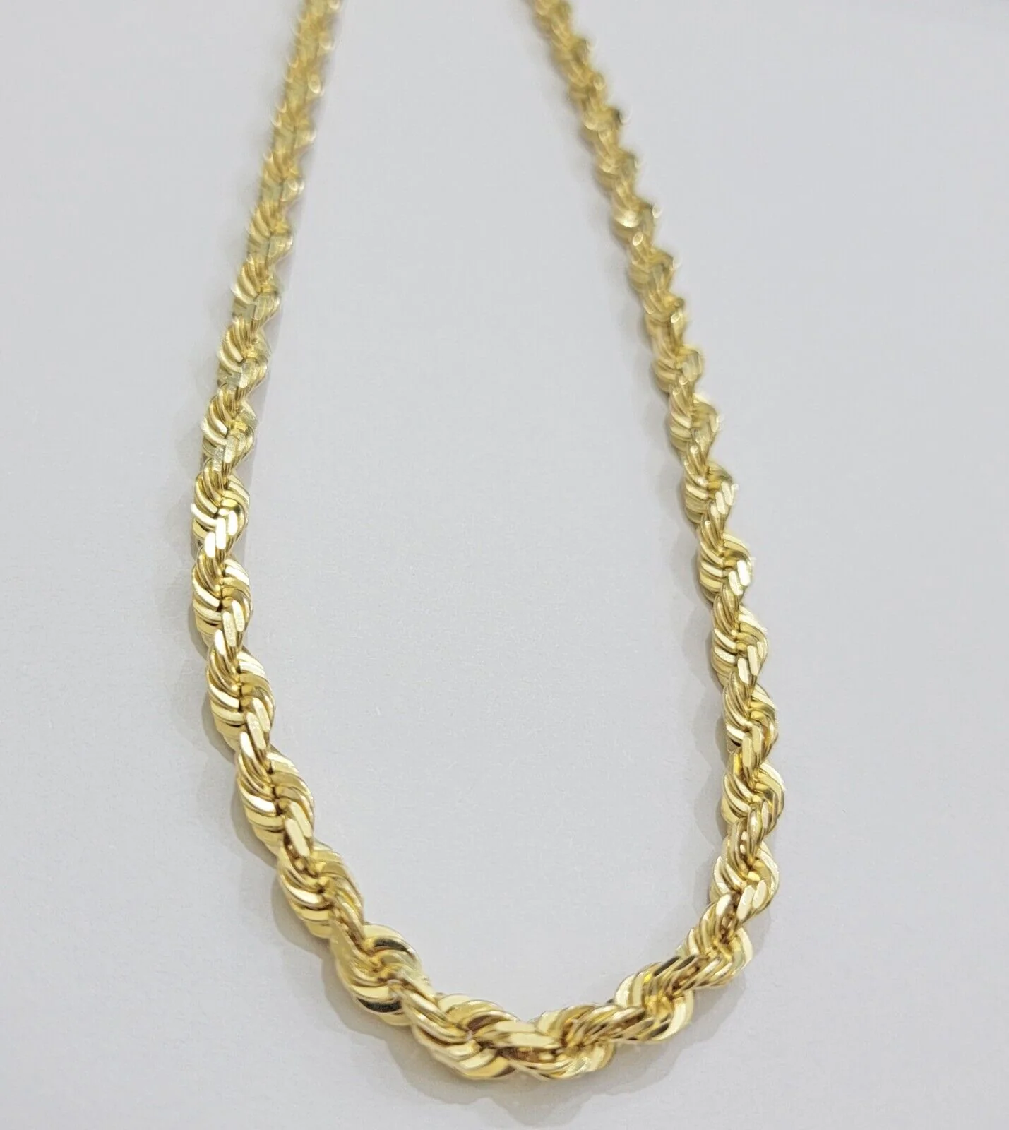 14k Gold Rope Chain Necklace 5mm Real 14kt Yellow Gold 18 - 28 Inch Diamond Cut - Image 5