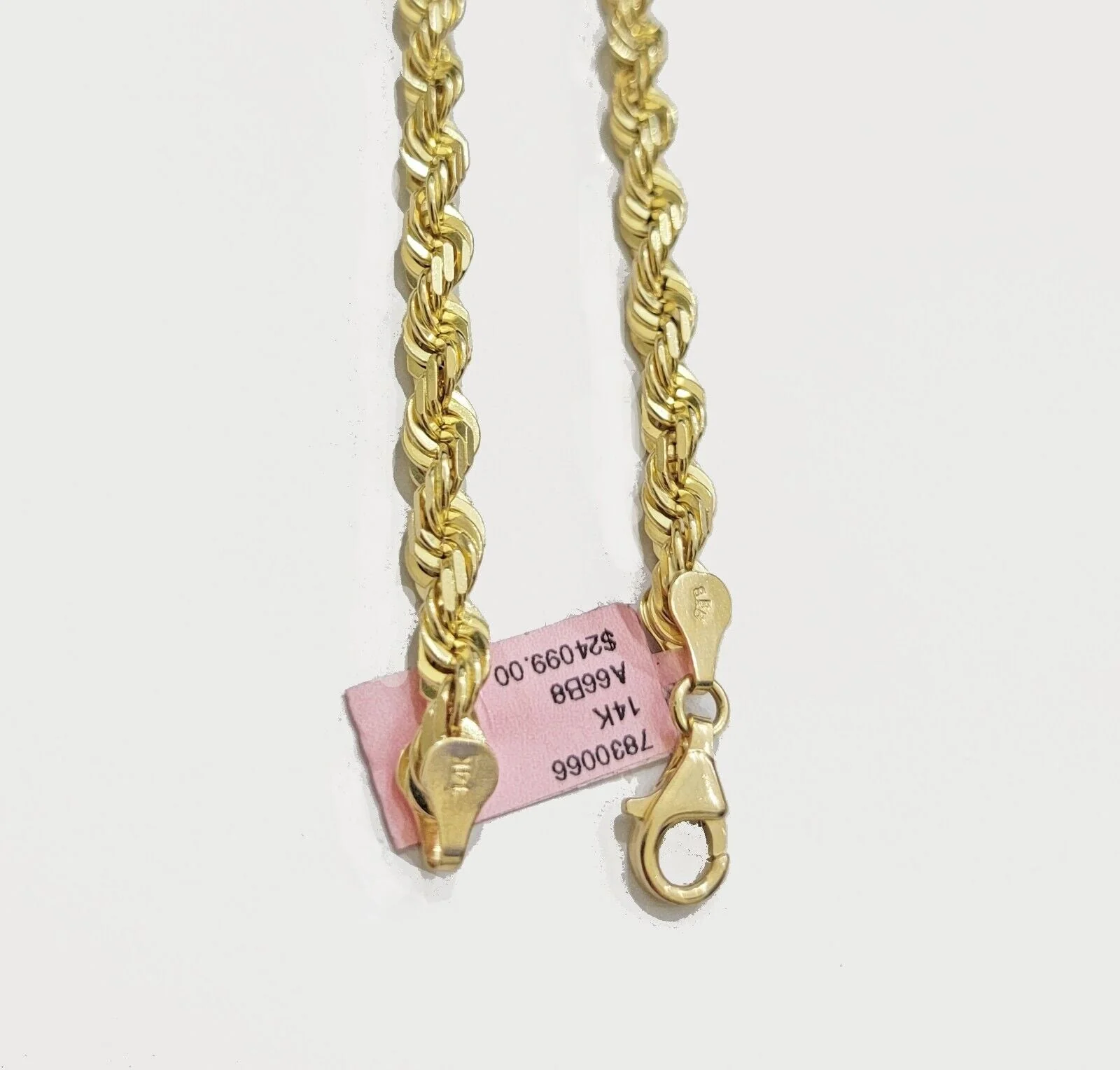 14k Gold Rope Chain Necklace 5mm Real 14kt Yellow Gold 18 - 28 Inch Diamond Cut - Image 6