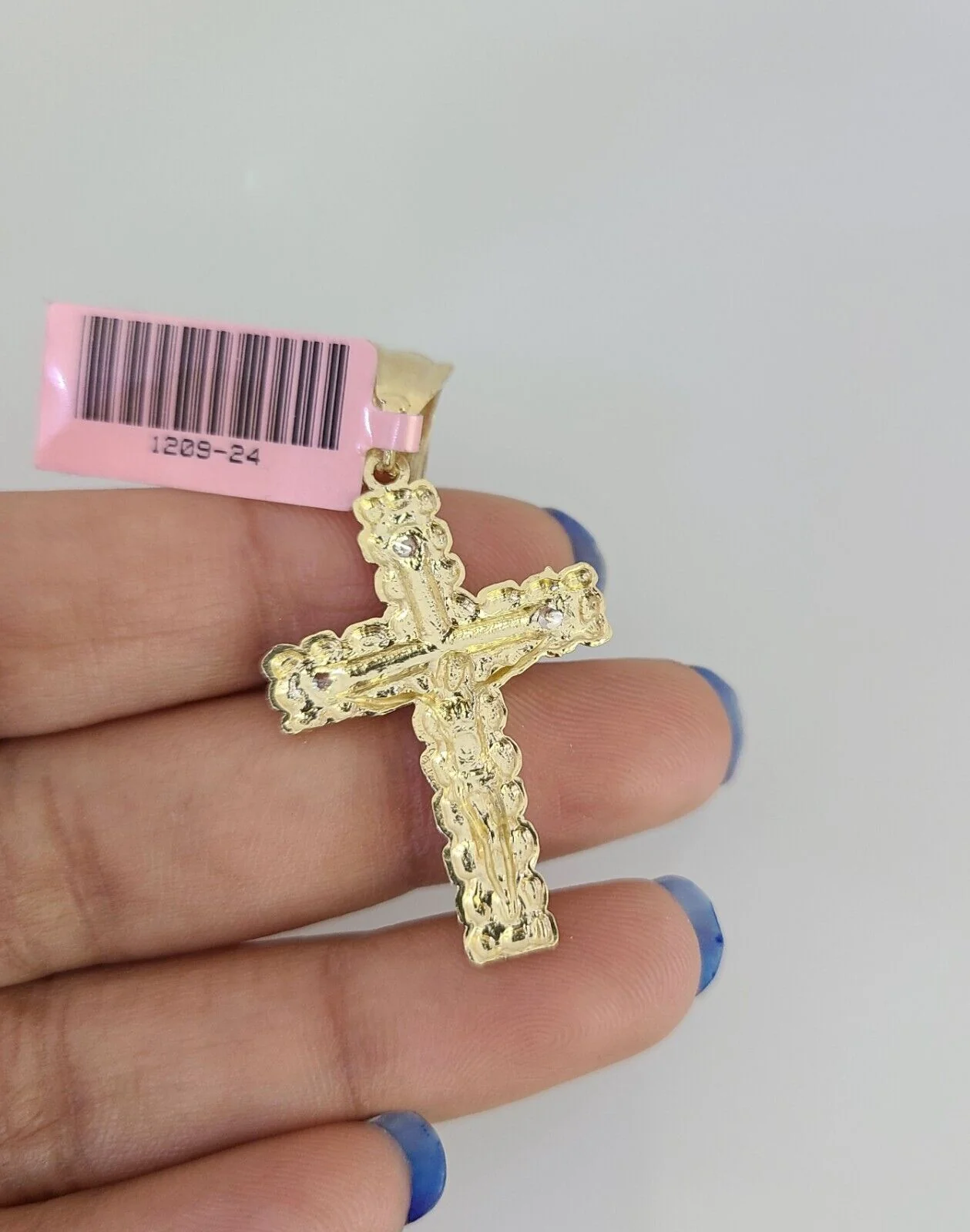 14k Gold Solid Chain 3mm Nugget Cross Pendant Set 14kt Miami Cuban Link Charm - Image 7