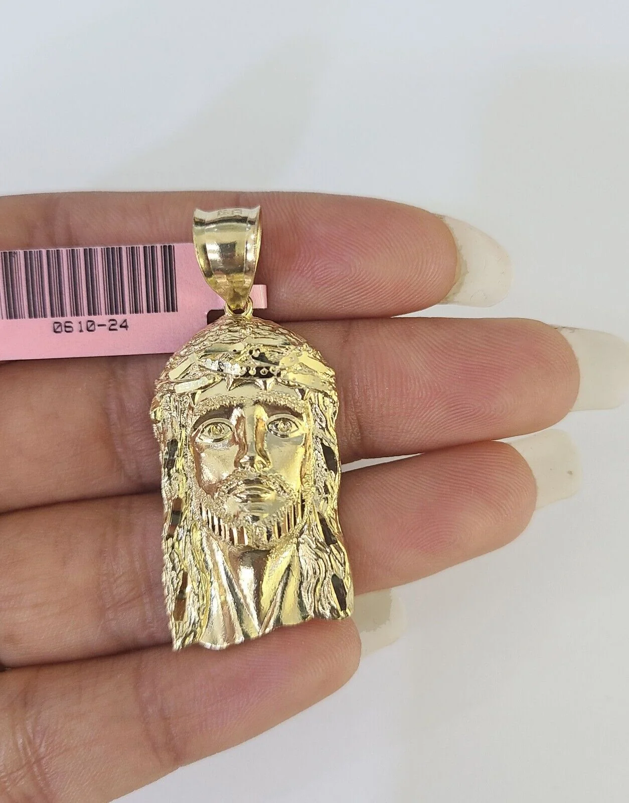 14k Jesus Head Pendant Charm Yellow Gold Men Women 1.75" 1.5" 1.25" 1" Real - Image 8