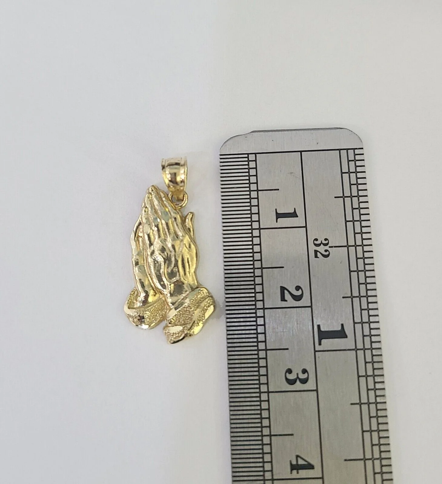 14k Rope Chain Praying Hands Charm Pendant Gold 2mm 18"-24inch SET Necklace - Image 3