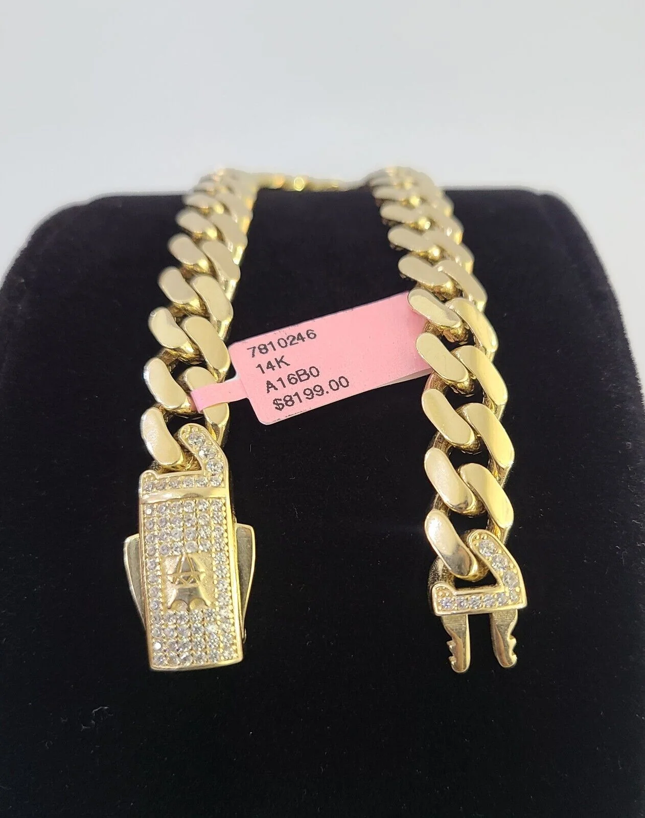 14K Royal Monaco Cuban Bracelet Yellow Gold 9mm 8.5 inches Box Lock - Image 2